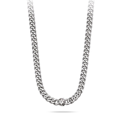 Hexagram Lock Bold Curb Necklace Black Nacre