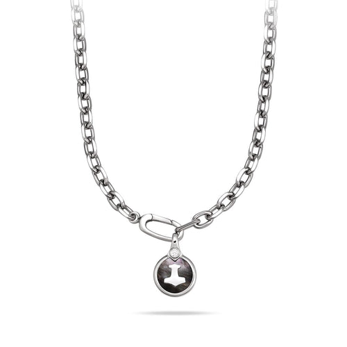 Black Mother Of Pearl Mjolnir Necklace Necklaces AWNL 50cm