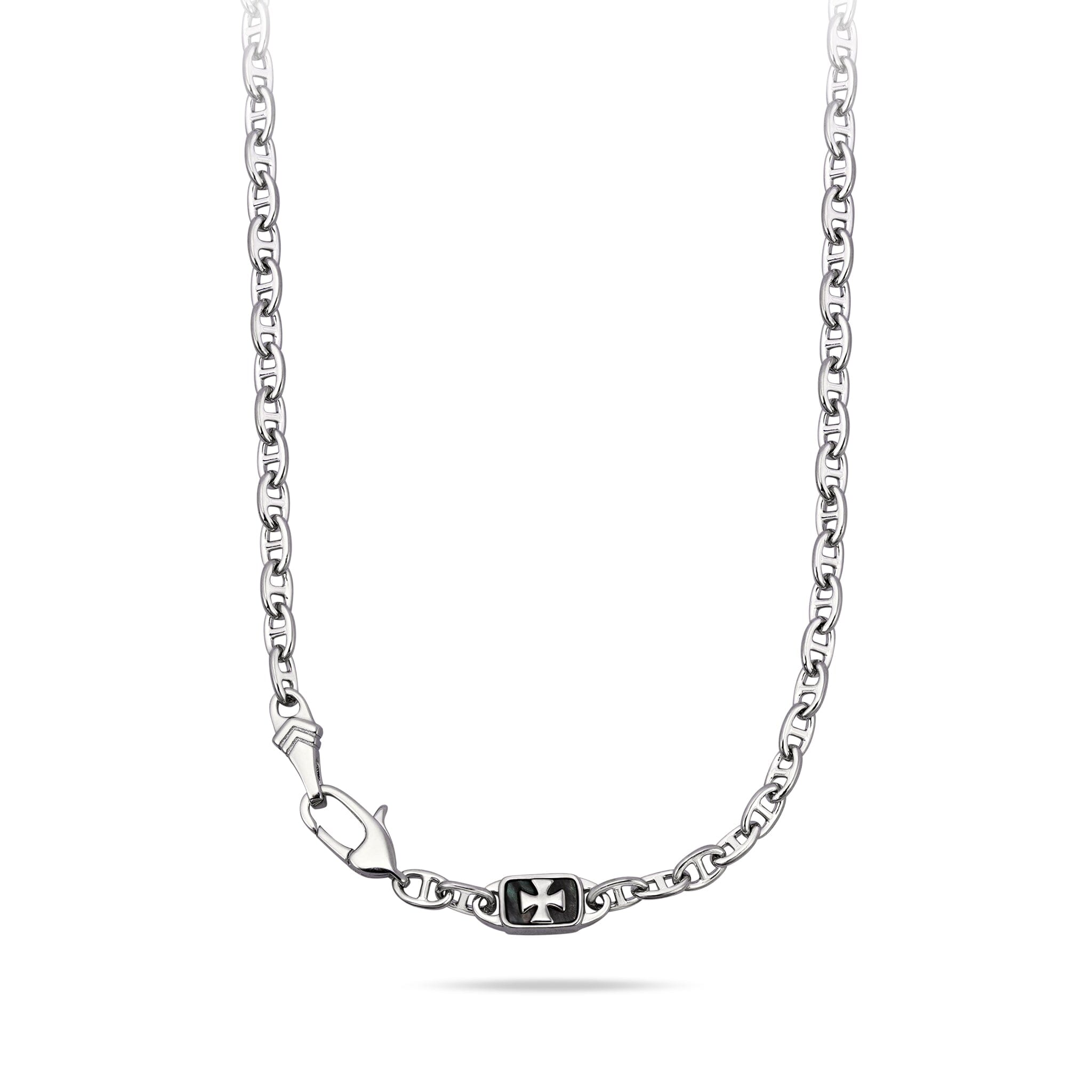 Black Mother Of Pearl Sigma Cross Necklace Necklaces AWNL 50cm
