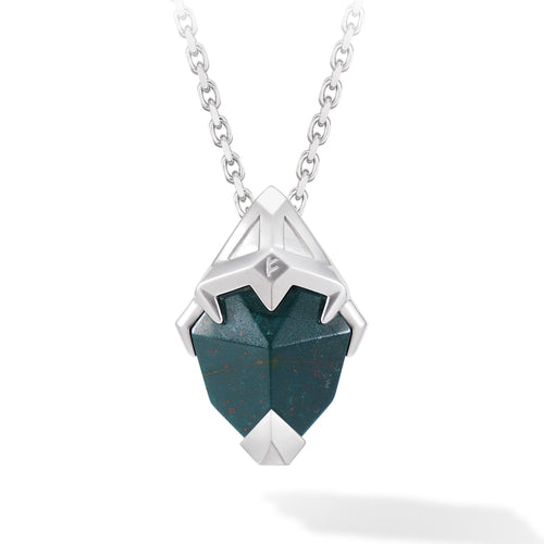 Bloodstone Viking Heart Necklace Necklaces AWNL Silver Set - 55cm