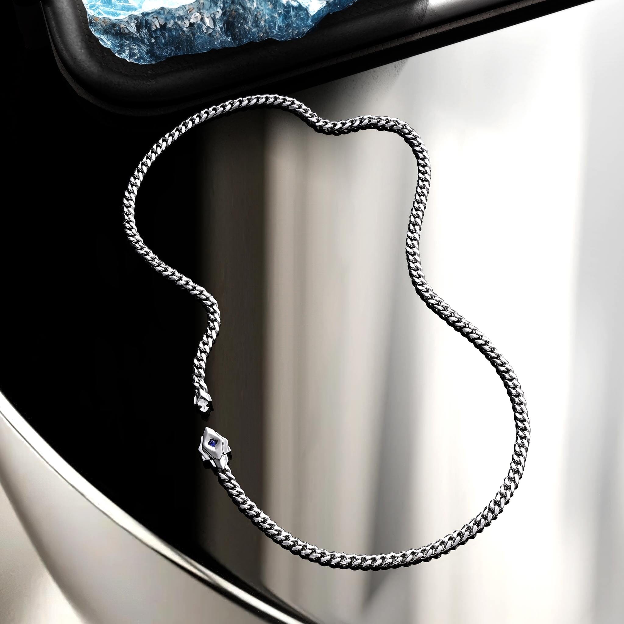 Ceylon Sapphire Clasp Chain Necklace Chains AWNL