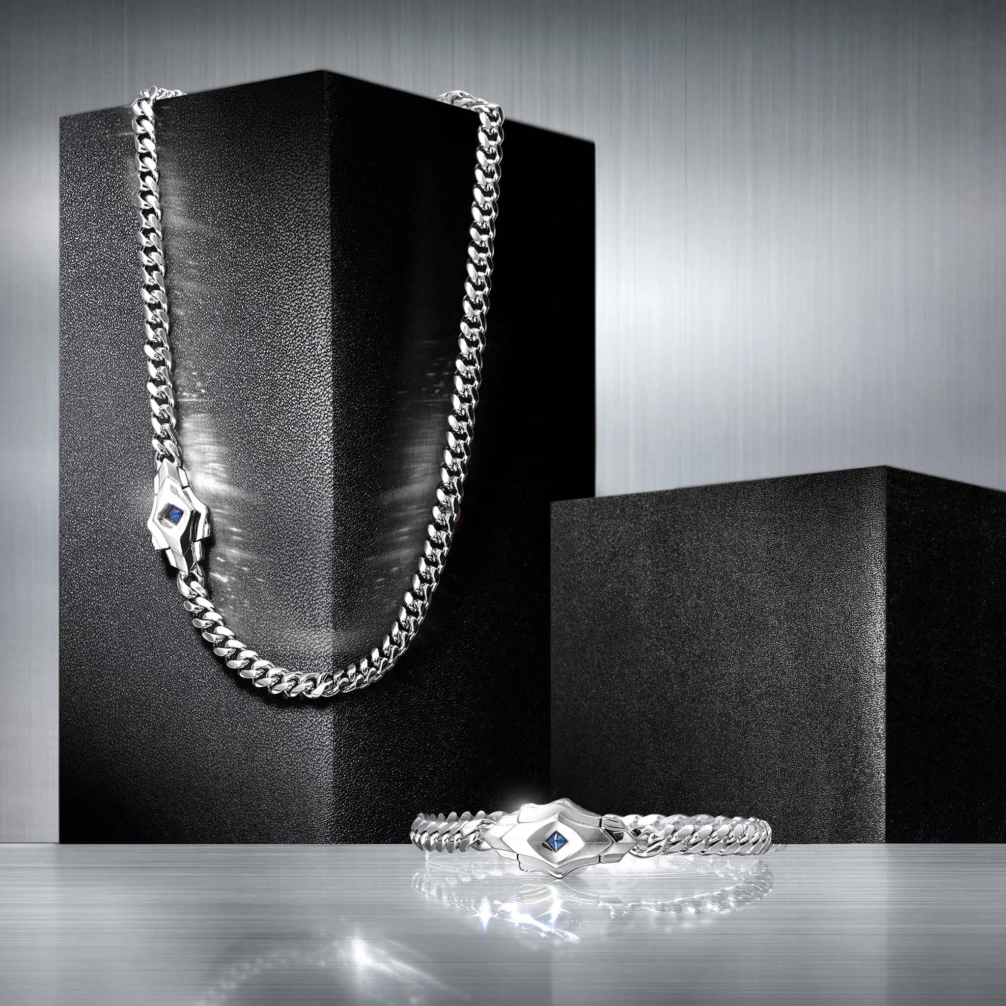 Ceylon Sapphire Link Chain Bracelet Bracelets AWNL