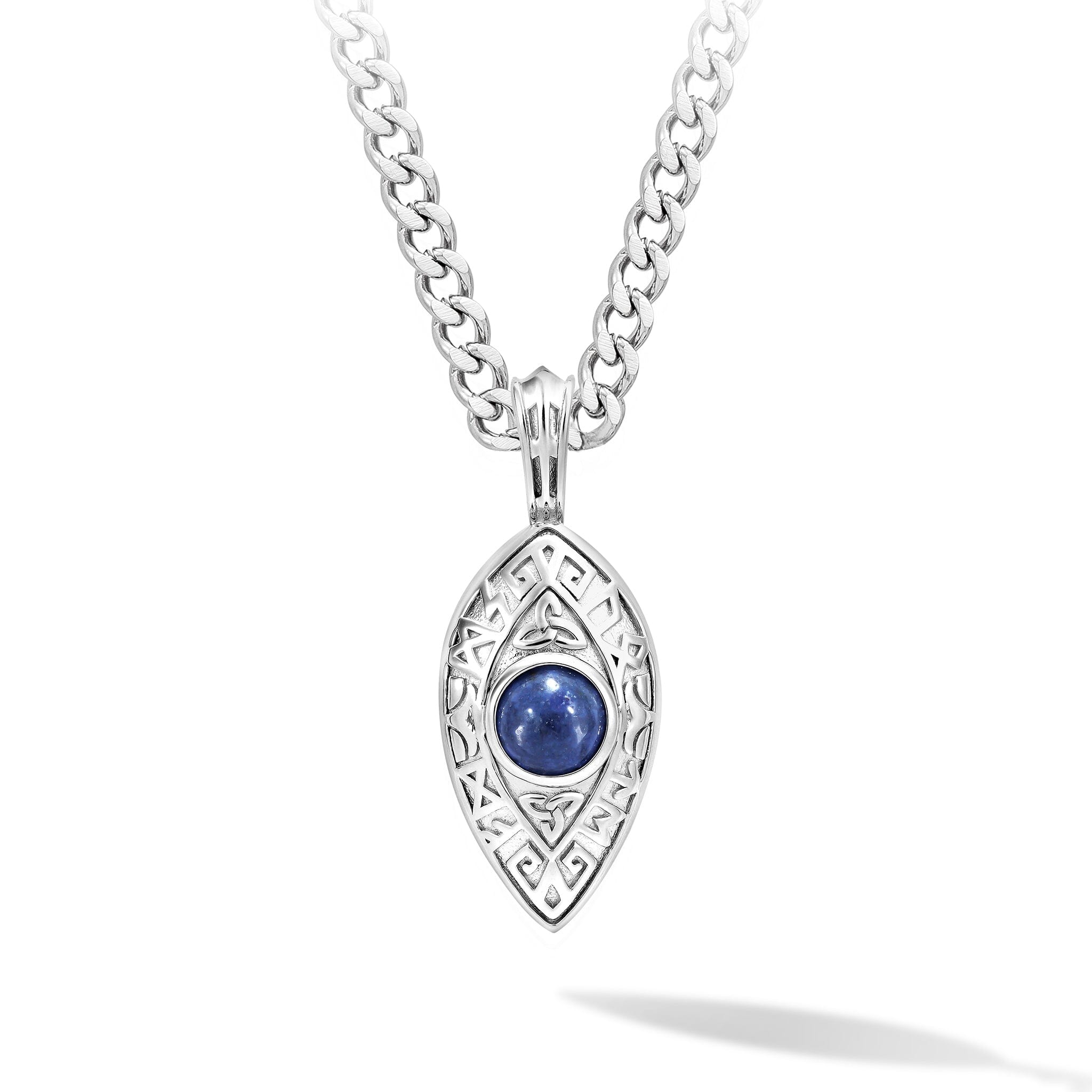 Dumortierite Celtic Rune Necklace Necklaces AWNL Stainless Set 55cm