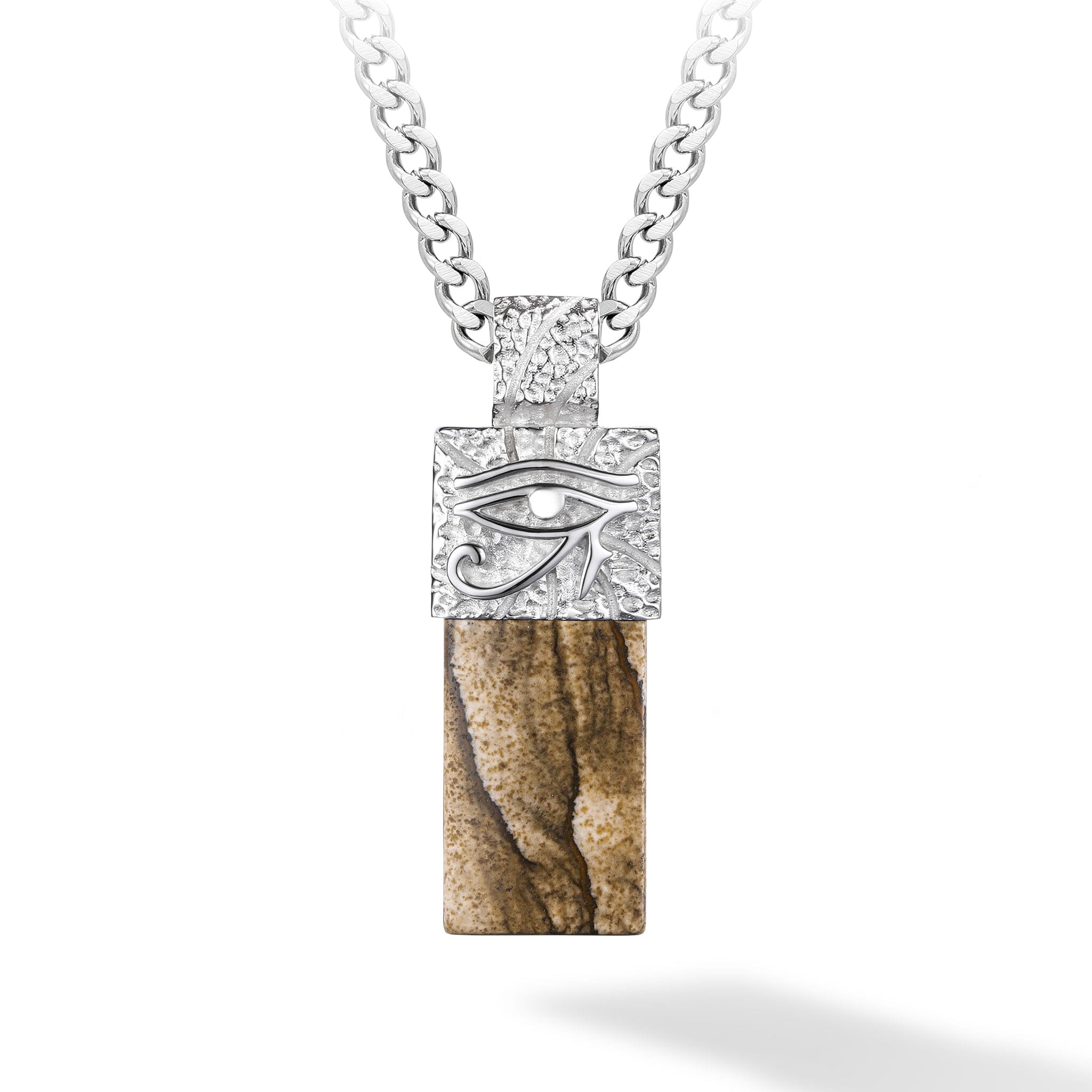 Eye of Horus Picture Jasper Necklace Necklaces AWNL Stainless Set 55cm 