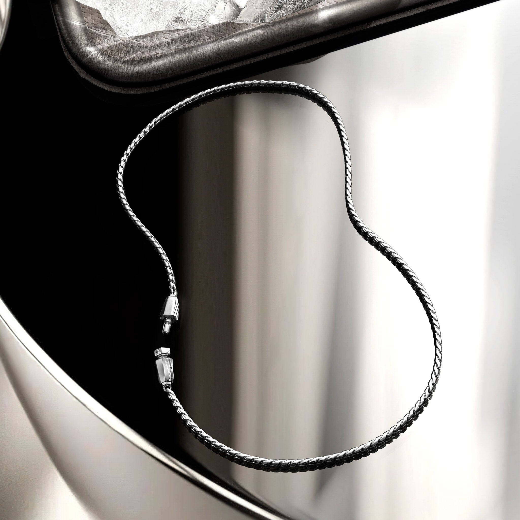 Feather Clasp Silver Chain Necklace Chains AWNL