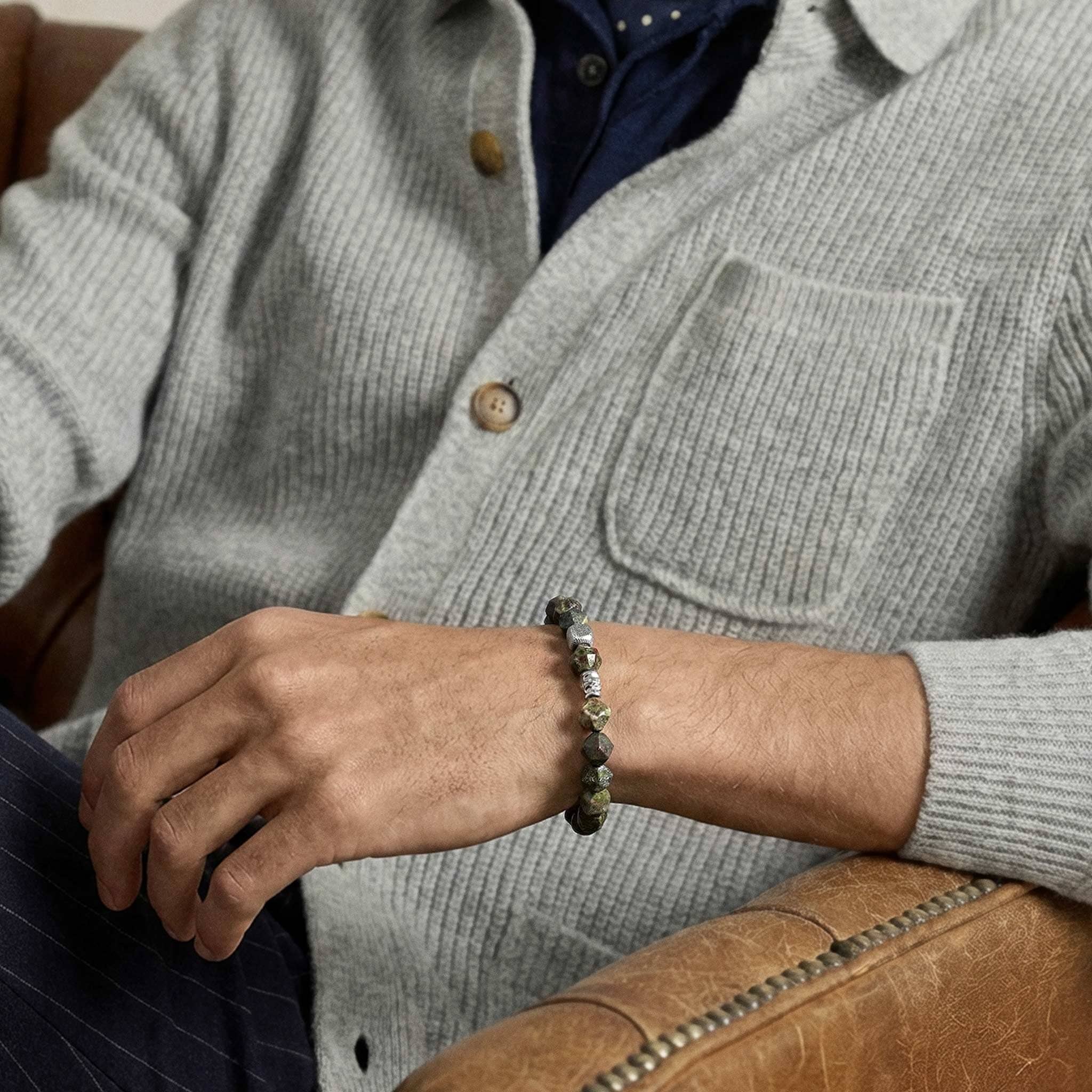 Flex-Lock Bracelet Dragon Blood Jasper & Meteorite Bracelets AWNL