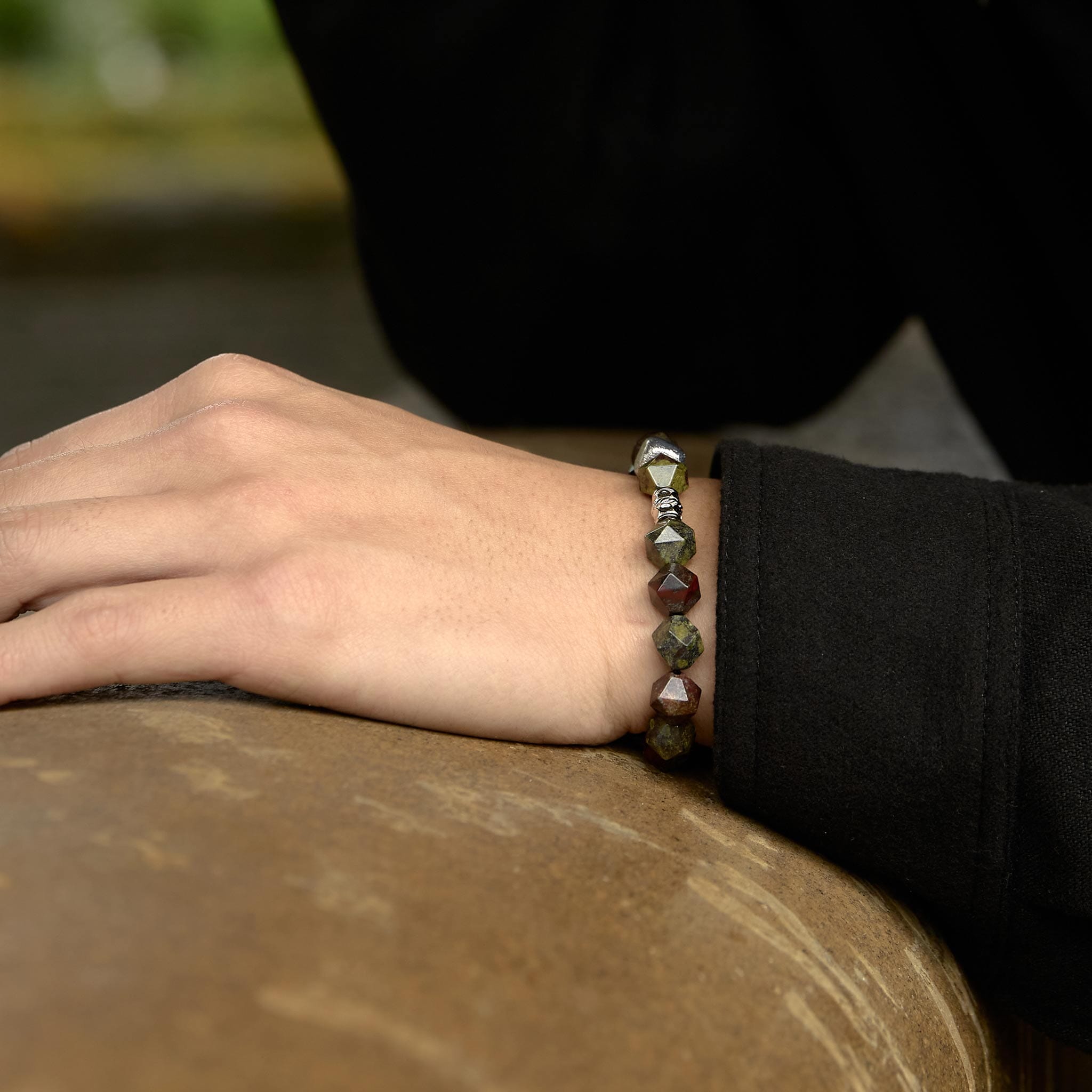 Flex-Lock Bracelet Dragon Blood Jasper & Meteorite Bracelets AWNL