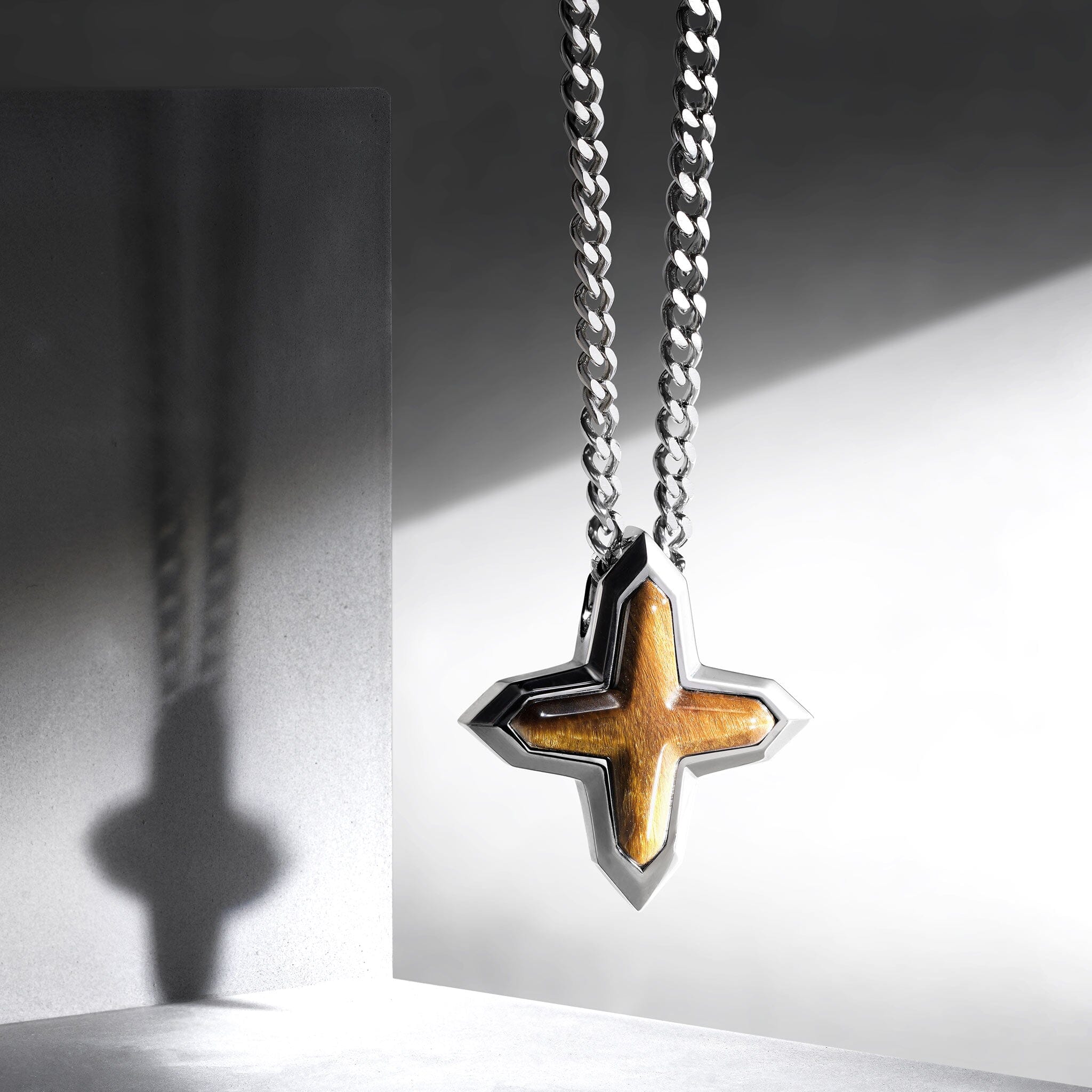 Golden Tiger Eye Sirius Cross Necklace Necklaces AWNL