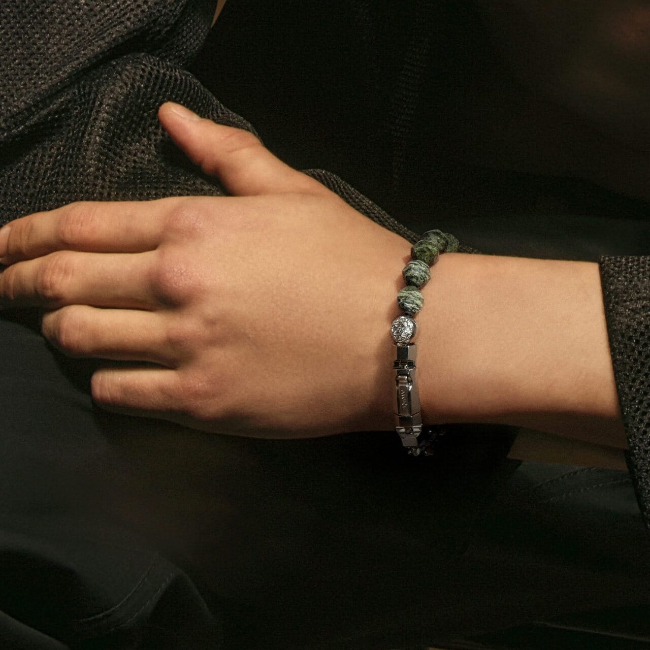 Green Zebra Jasper Half-Chain Bracelet Bracelets AWNL