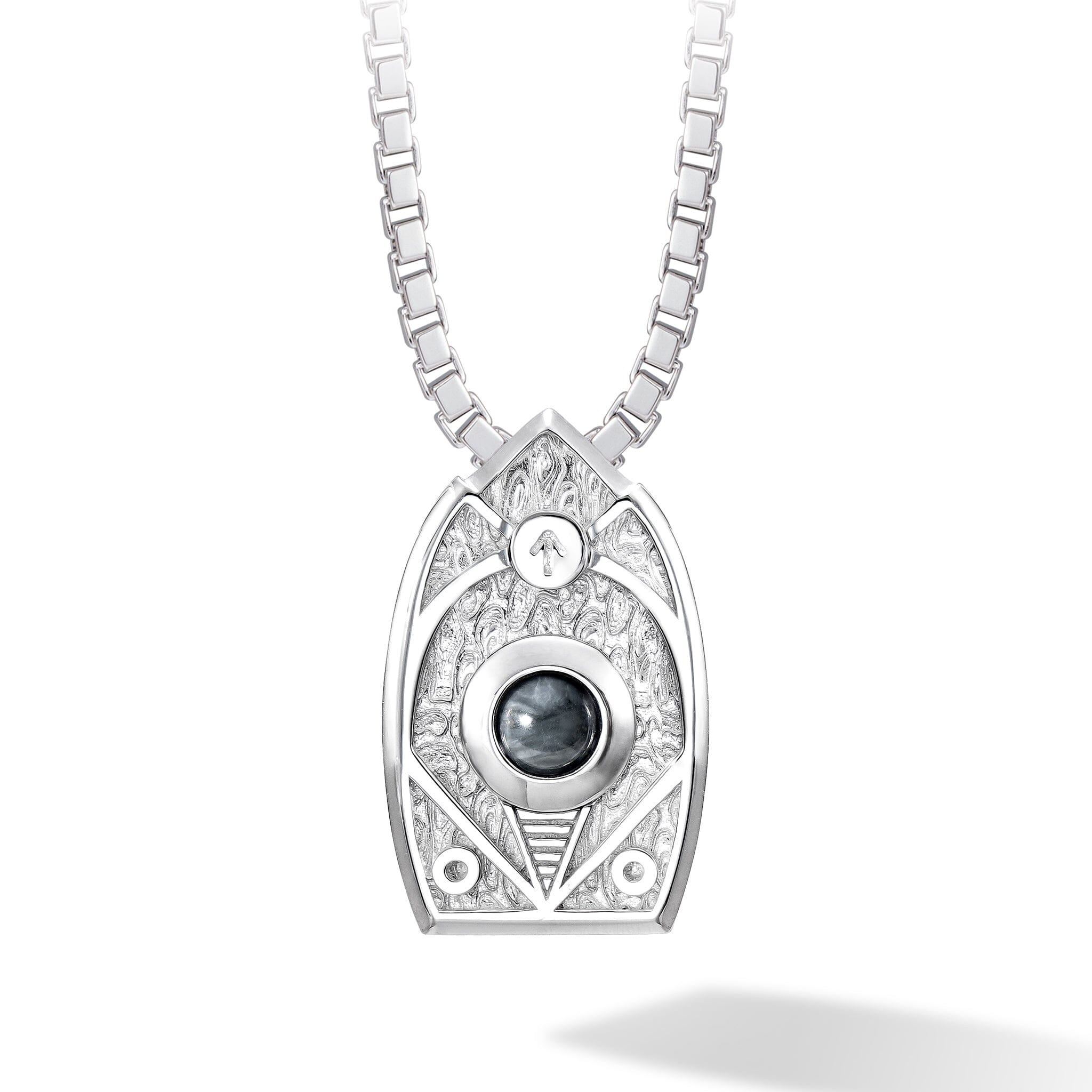 Grey Hawk Eye Tiwaz Rune Pendant Necklace Necklaces AWNL