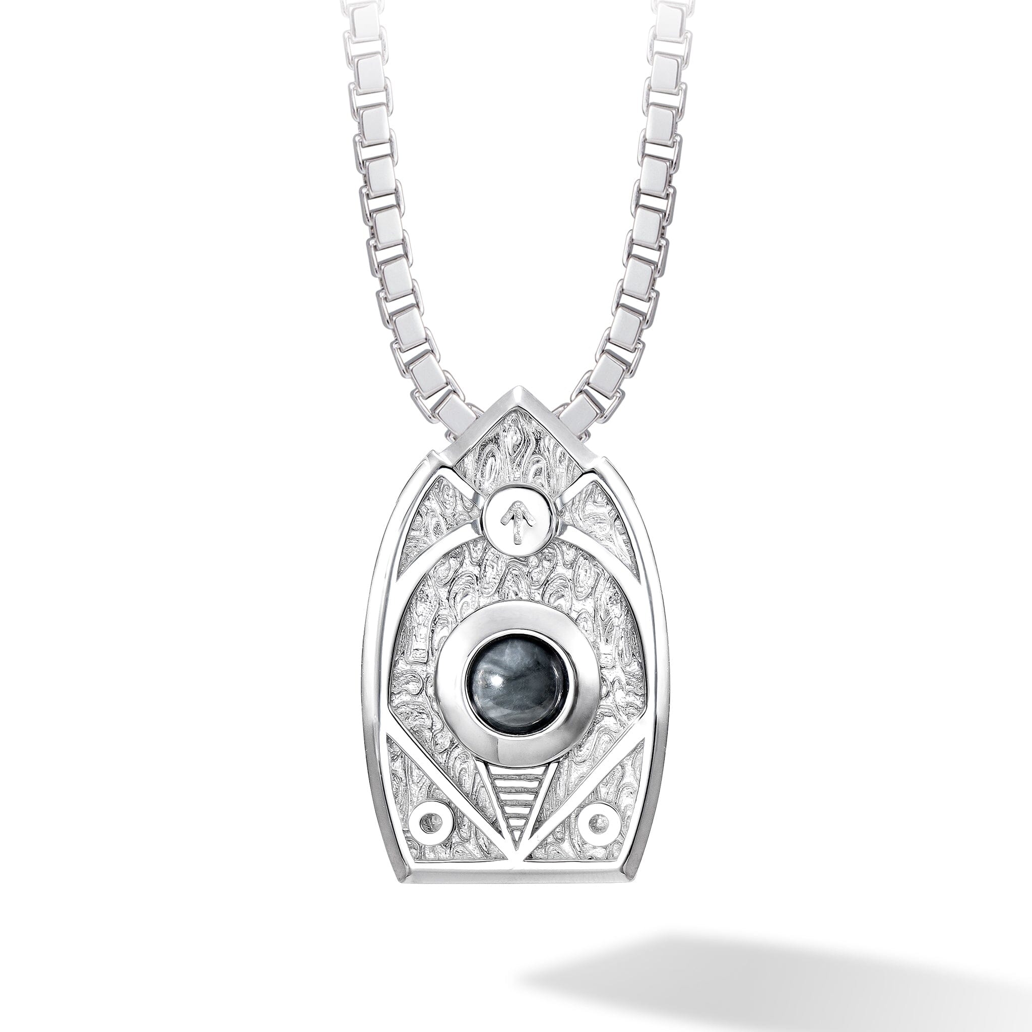 Grey Hawk Eye Tiwaz Rune Pendant Necklace Necklaces AWNL 