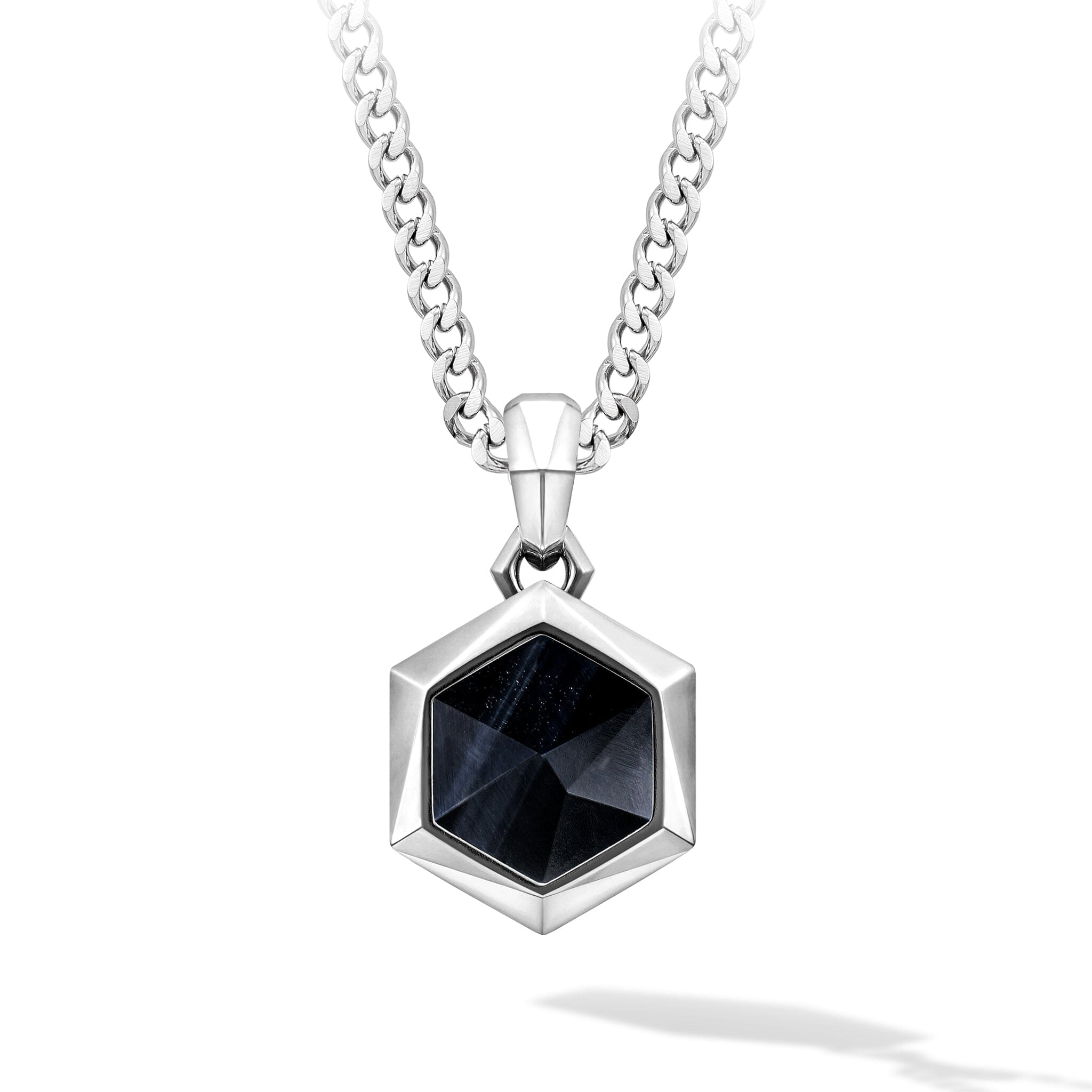 Hawk Eye Hexagonal Necklace Necklaces AWNL Stainless Set 55cm