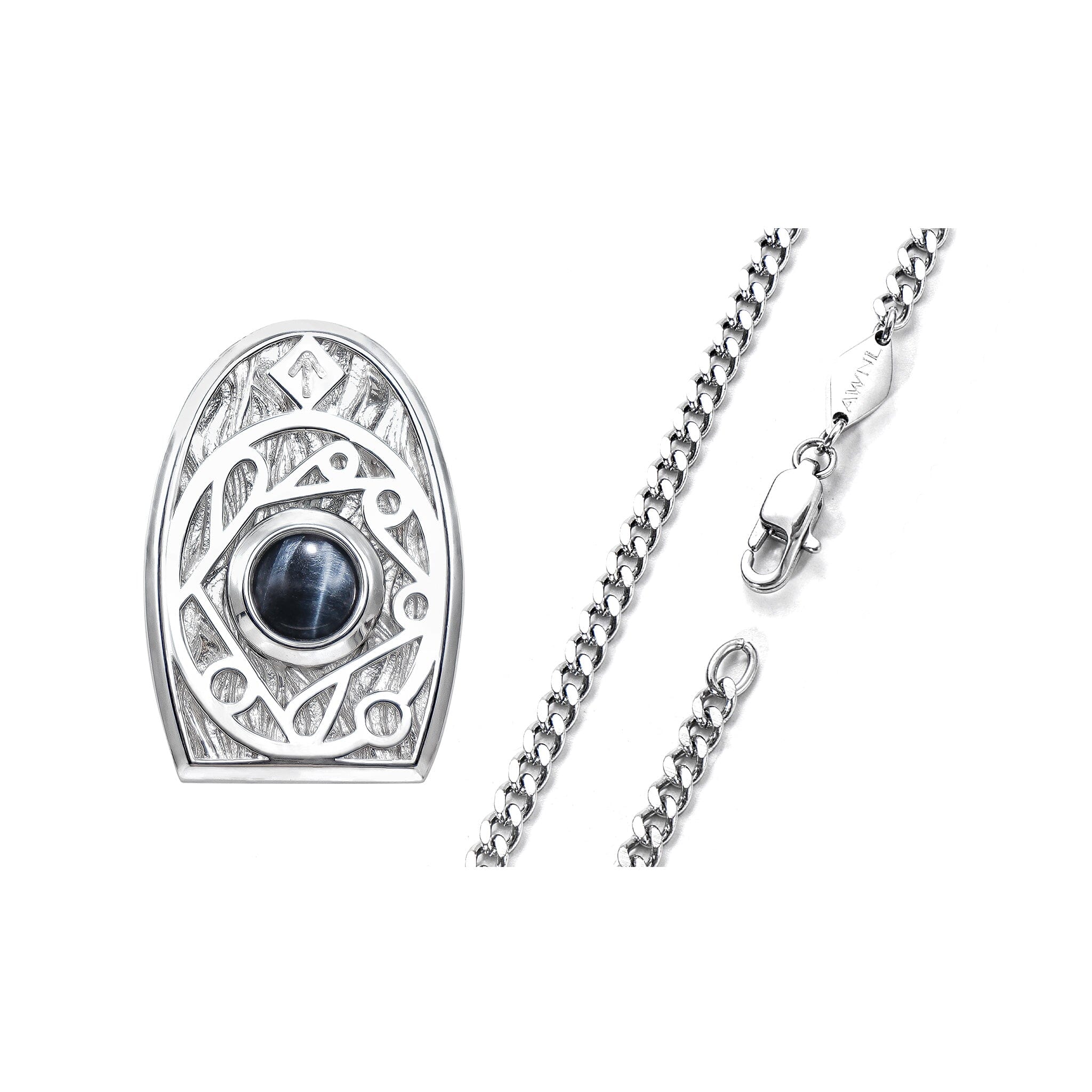 Hawk Eye Tiwaz Rune Pendant Necklace Necklaces AWNL 