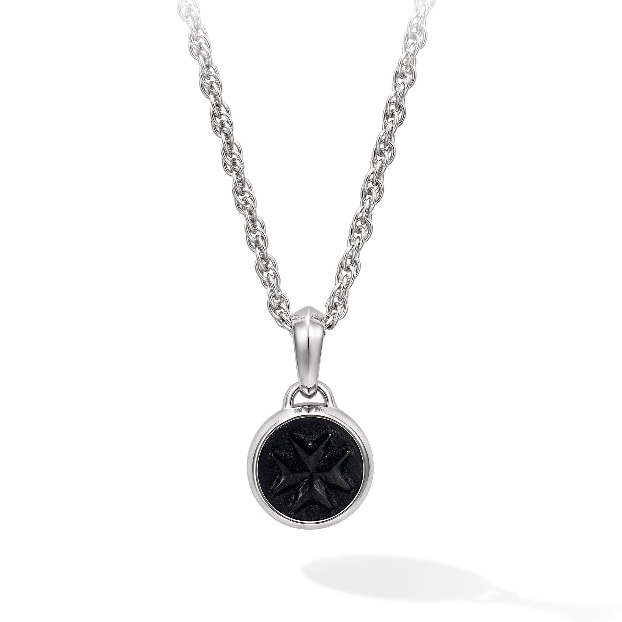 Silver Chain Necklace with Hawk's Eye Pendant for Men | AWNL Stockholm