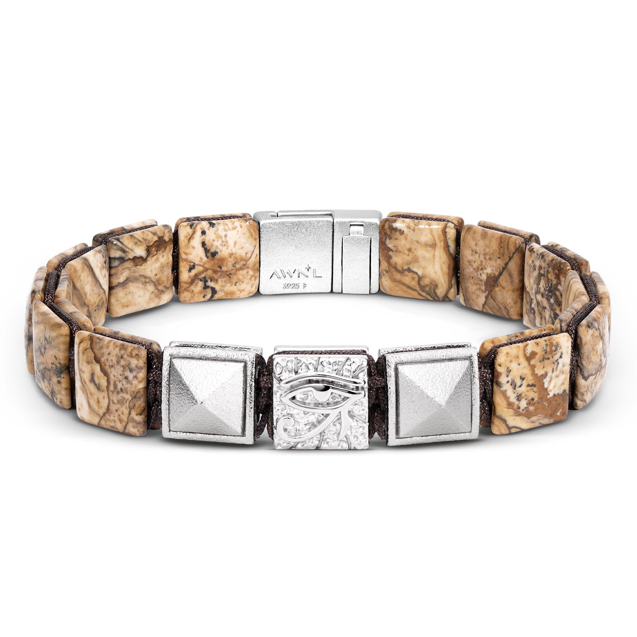 Picture Jasper Eye of Horus Flatbead Magnetic Bracelet for Men