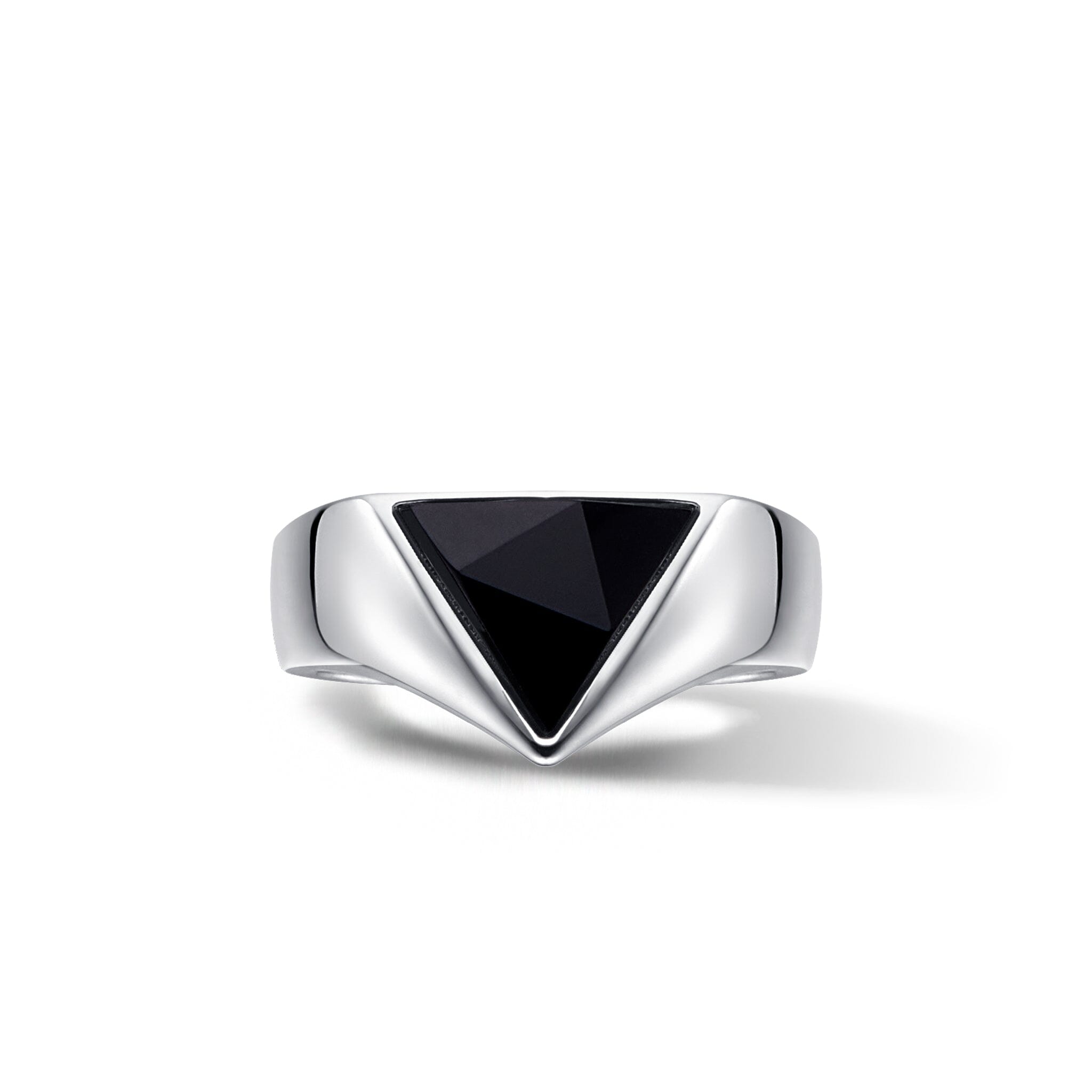 Black Onyx Triangle Wide Band Ring for Men | AWNL Stockholm