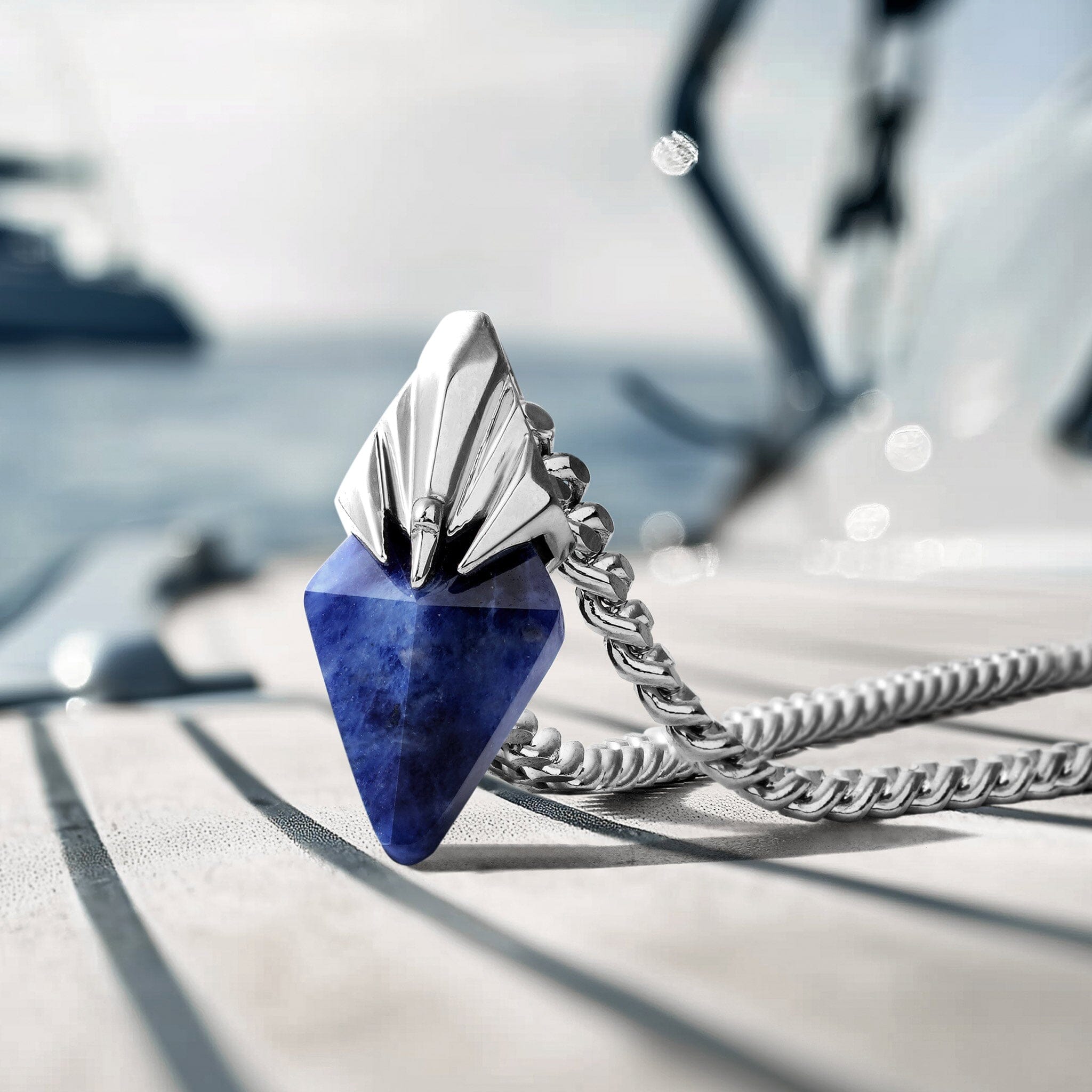 Poseidon Trident Sodalite Necklace Mini Necklaces AWNL