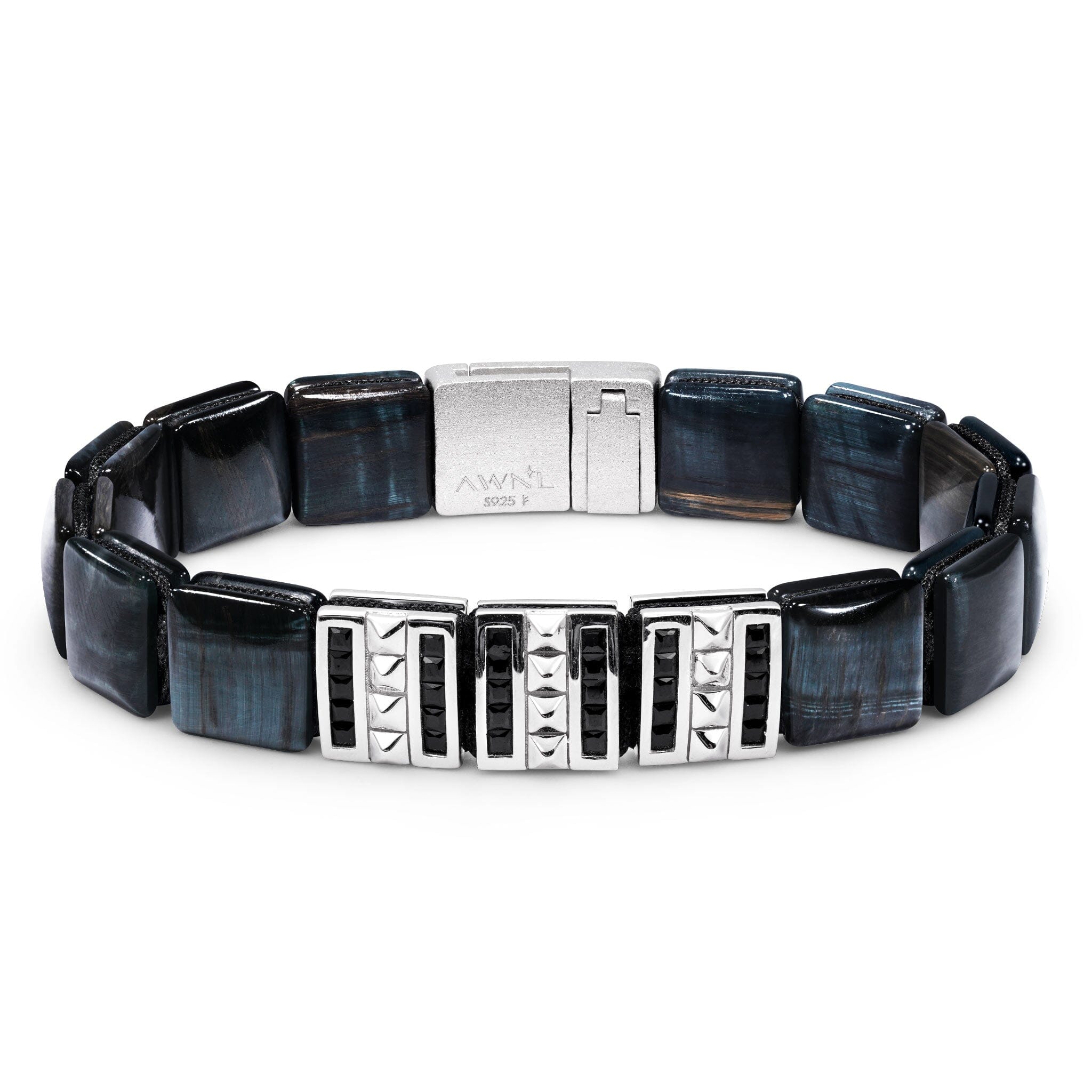 Blue Tiger Eye Gate of Fate Flatbead Magnetic Bracelet for Men