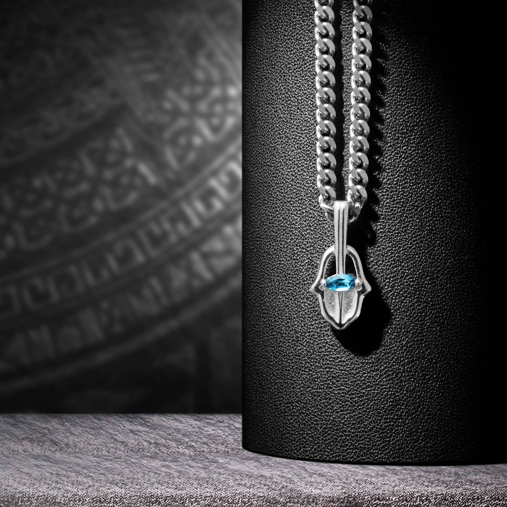 Topaz Hamsa Hand Necklace Necklaces AWNL