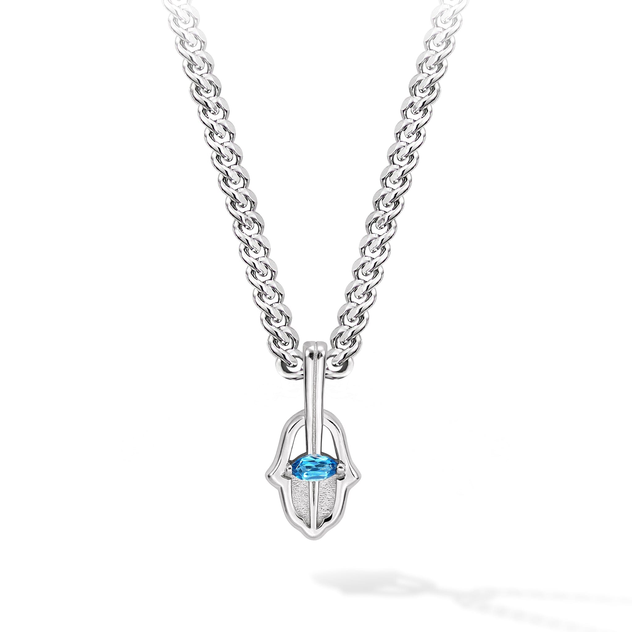 Topaz Hamsa Hand Necklace Necklaces AWNL Silver Set - 55cm