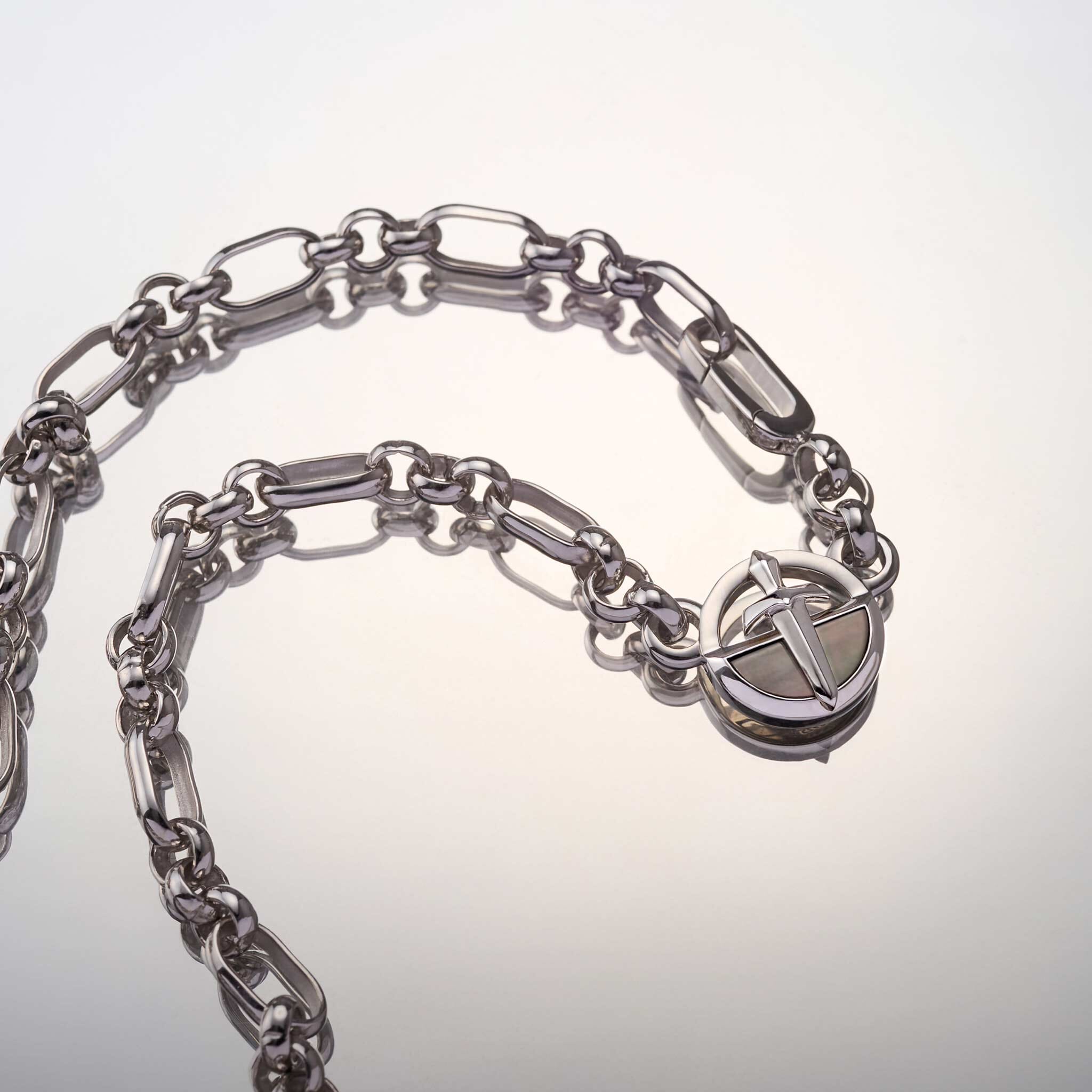 Xiphos Medallion Figaro Necklace Black Nacre Necklaces AWNL