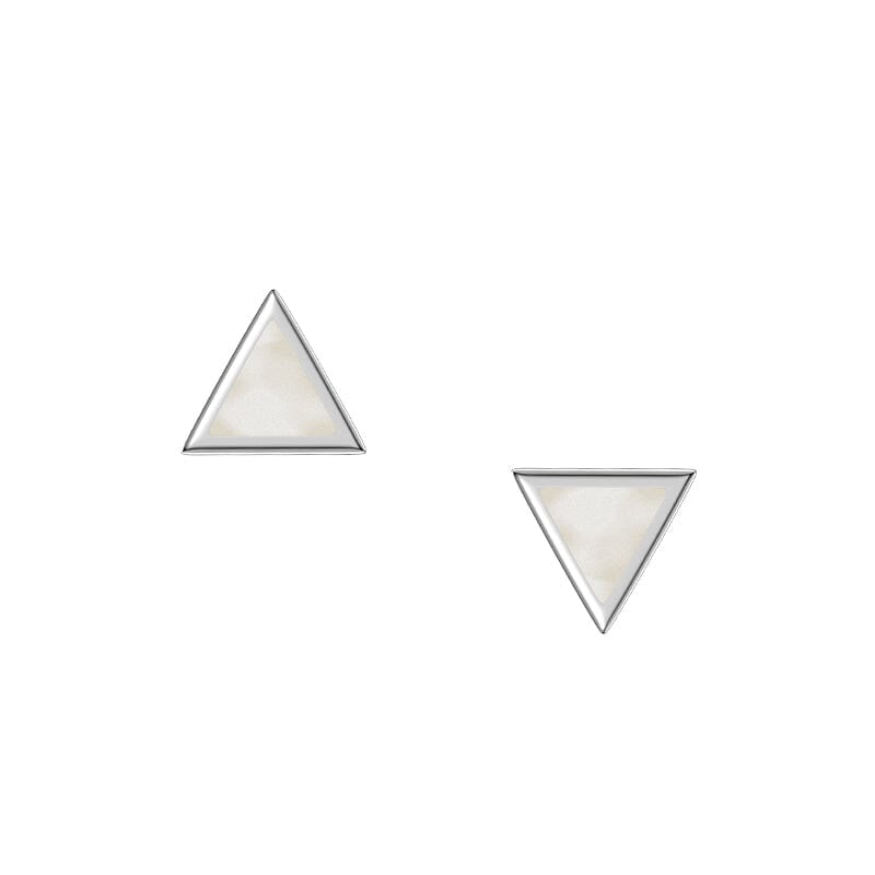 Couple's Triangle Silver Studs Earrings White AWNL Jewelry
