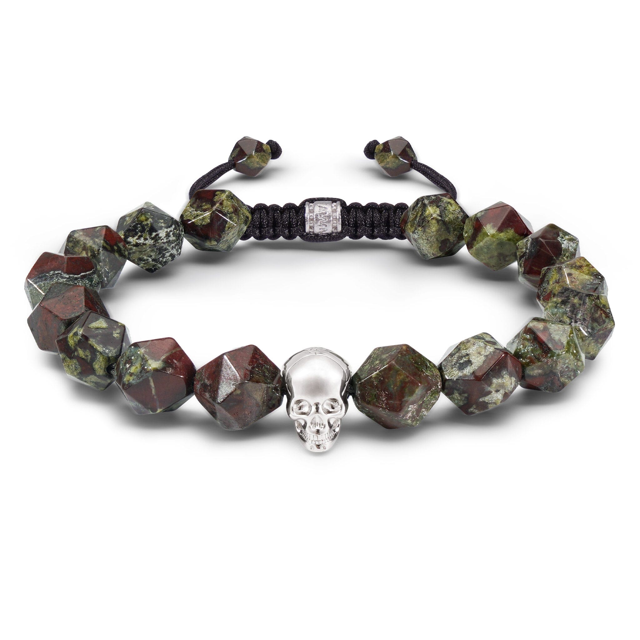 Dragon Blood Jasper Skull Beaded Macrame Bracelet Bracelets AWNL M