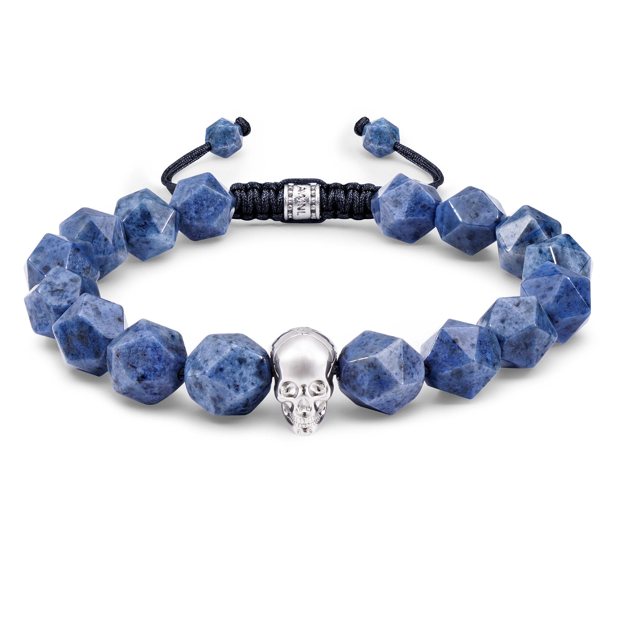 Dumortierite Skull Beaded Macrame Bracelet Bracelets AWNL