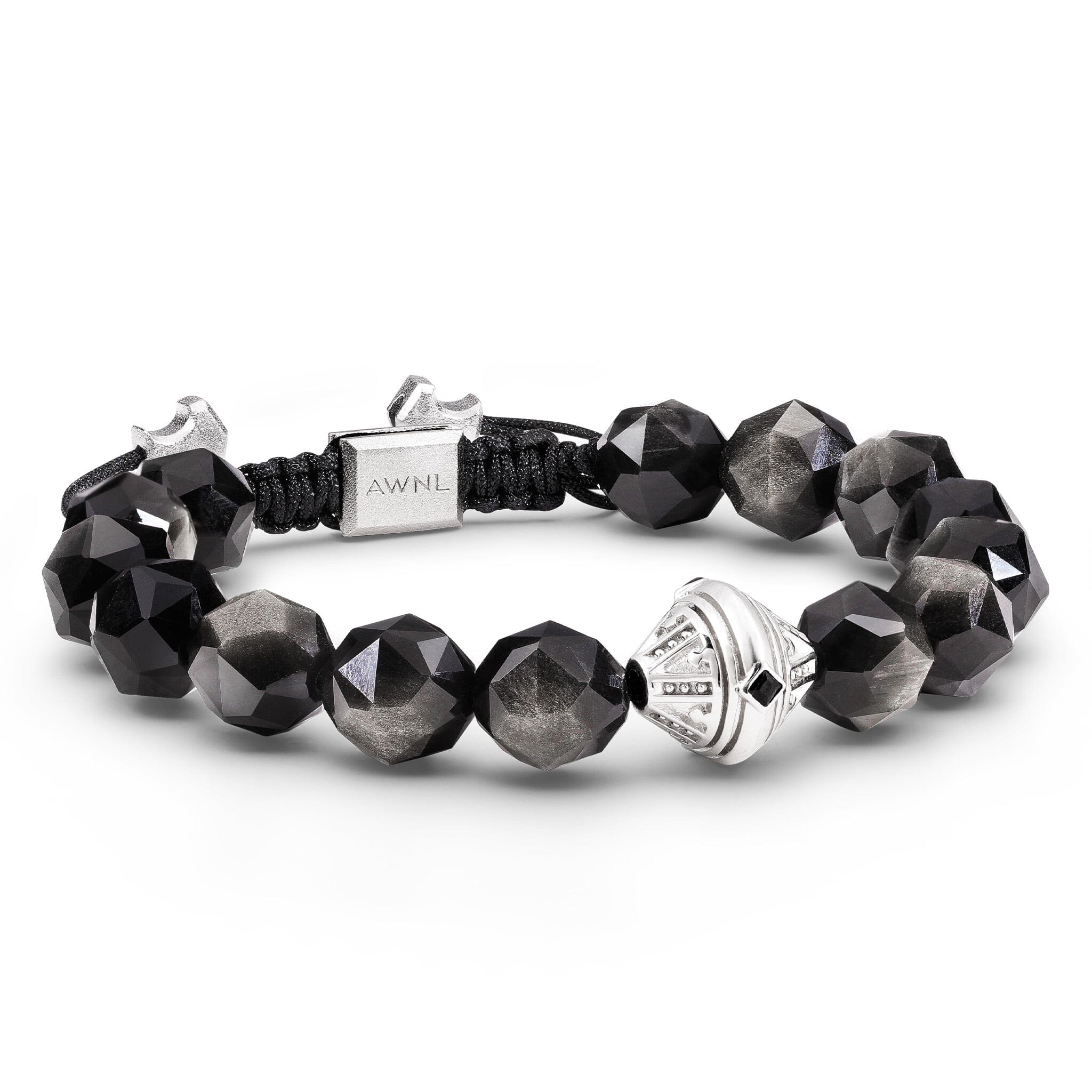 Men's Beacon Beaded Bracelet with Silver Obsidian Bracelets WAA FASHION GROUP 