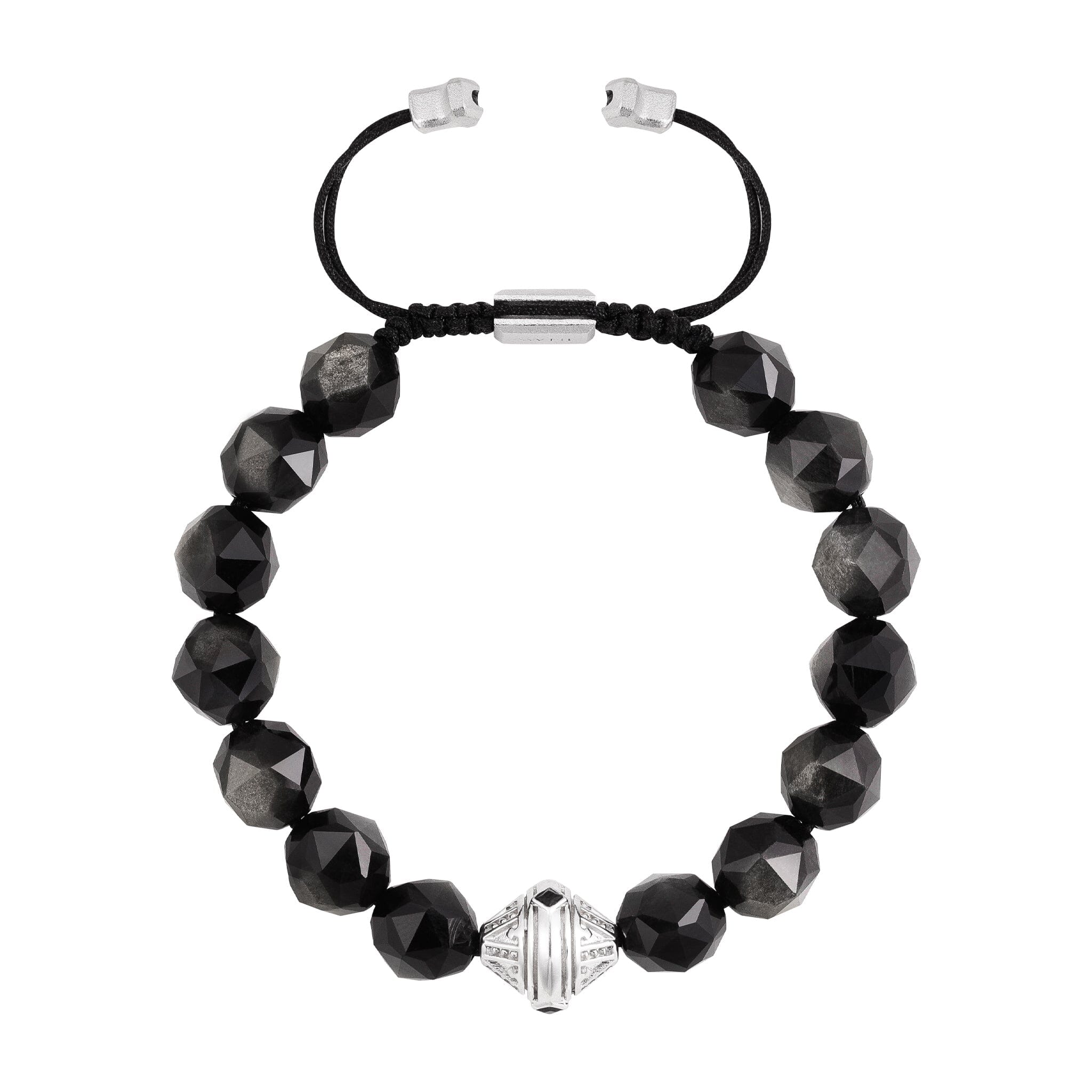 Men's Beacon Beaded Bracelet with Silver Obsidian Bracelets WAA FASHION GROUP 