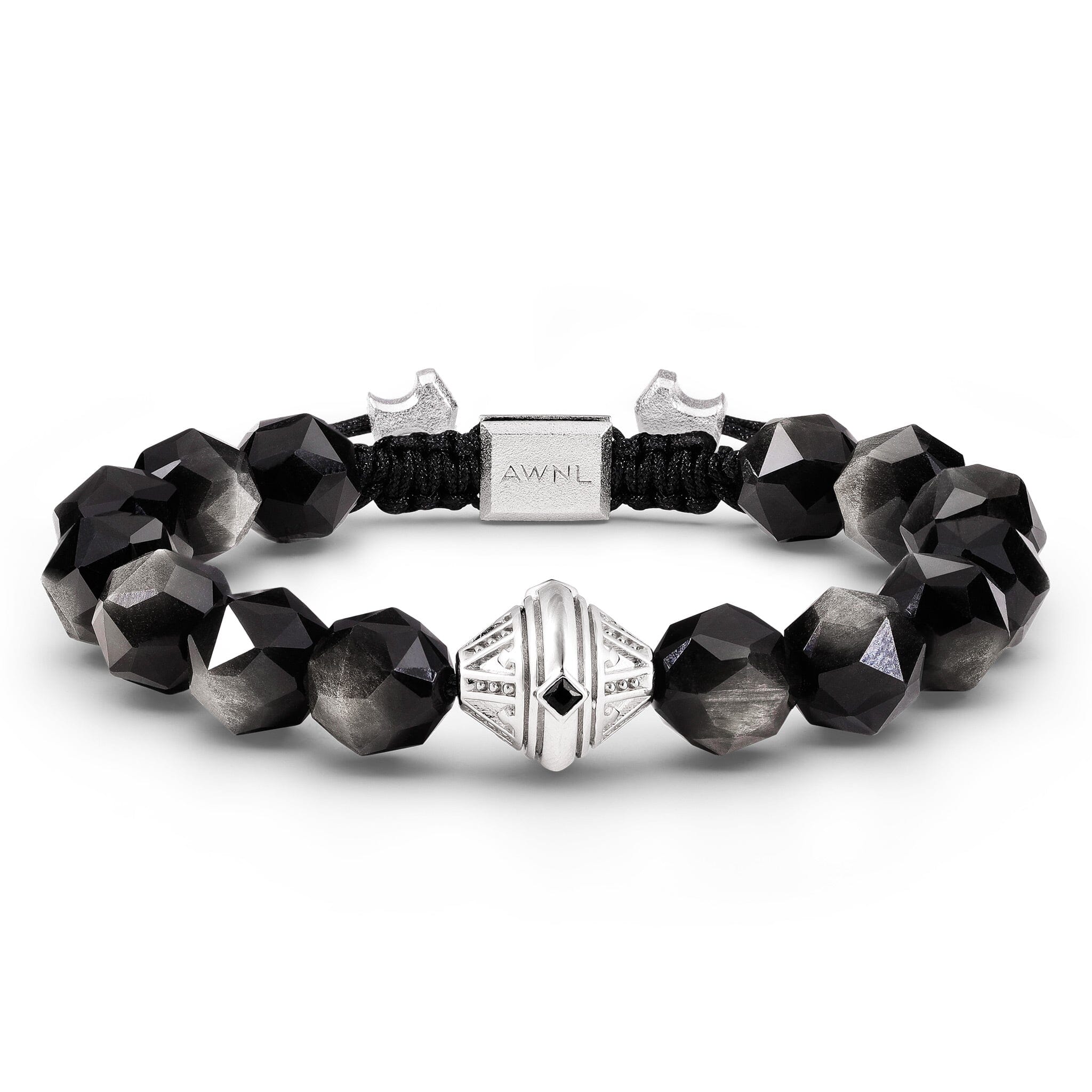 Men's Beacon Beaded Bracelet with Silver Obsidian Bracelets WAA FASHION GROUP