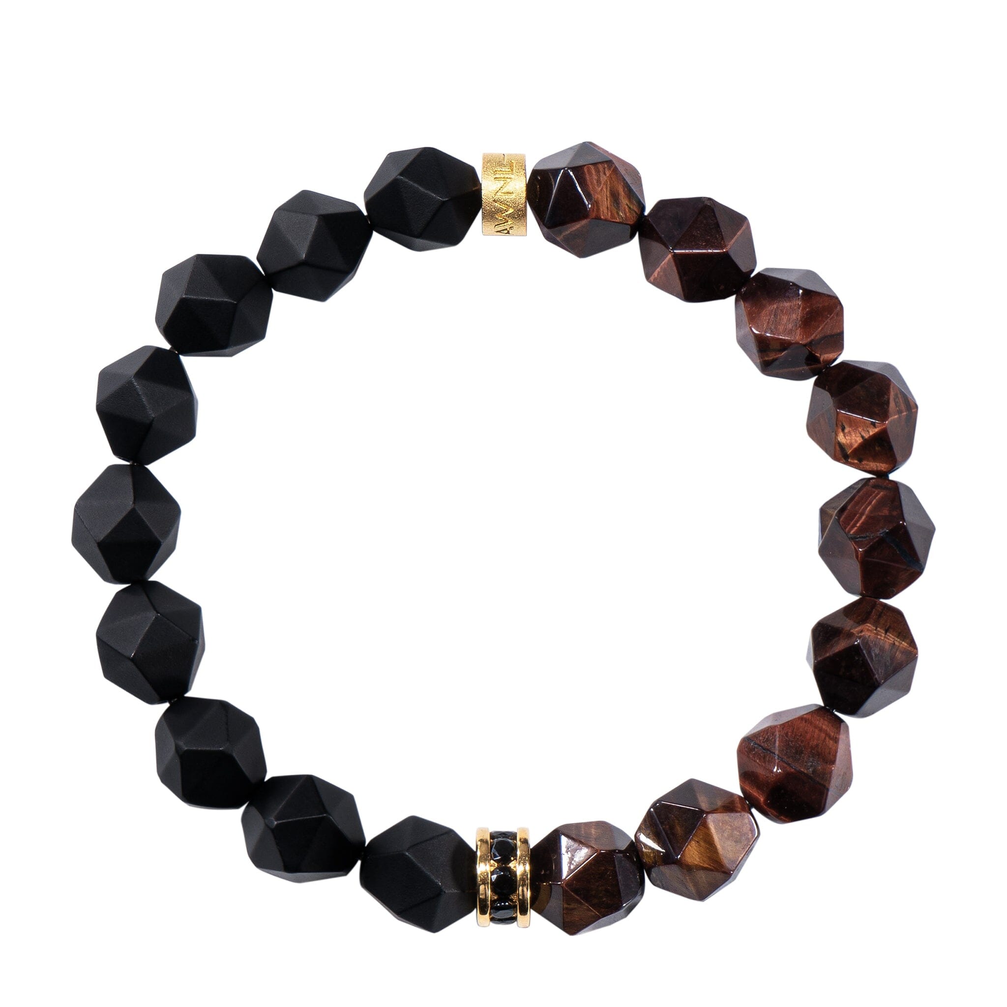 Men's Beaded Bracelet with Black Onyx and Red Tiger Eye Bracelets WAA FASHION GROUP 