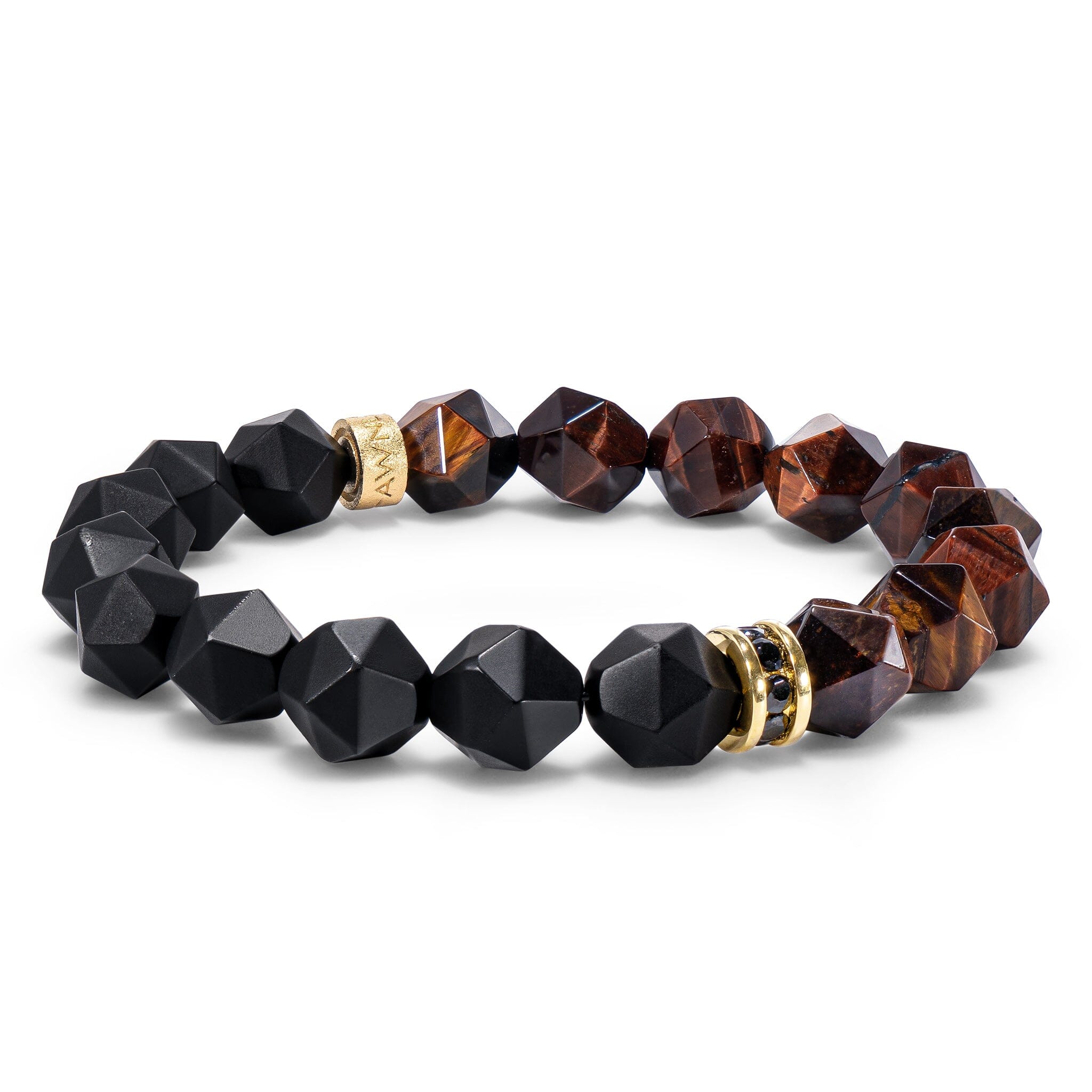 Men's Beaded Bracelet with Black Onyx and Red Tiger Eye Bracelets WAA FASHION GROUP 