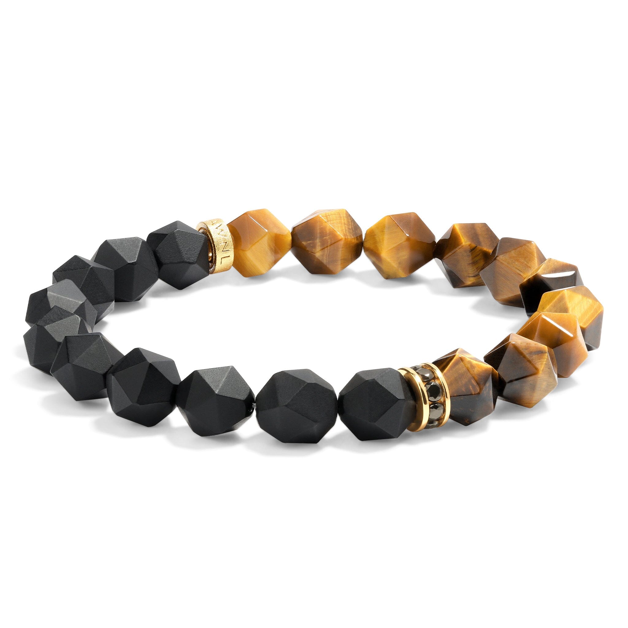 Men's Beaded Bracelet with Black Onyx and Tiger Eye Bracelets WAA FASHION GROUP