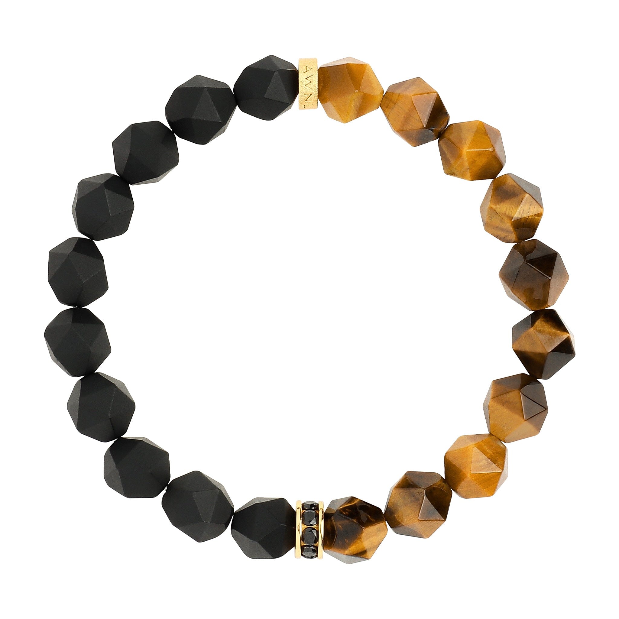 Men's Beaded Bracelet with Black Onyx and Tiger Eye Bracelets WAA FASHION GROUP