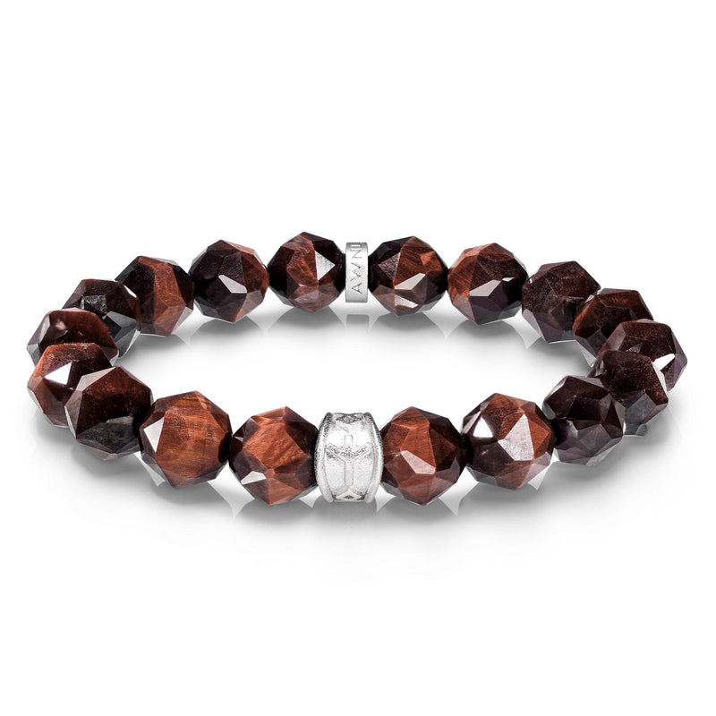 Red Tiger Eye Rune-Engraved Bracelet