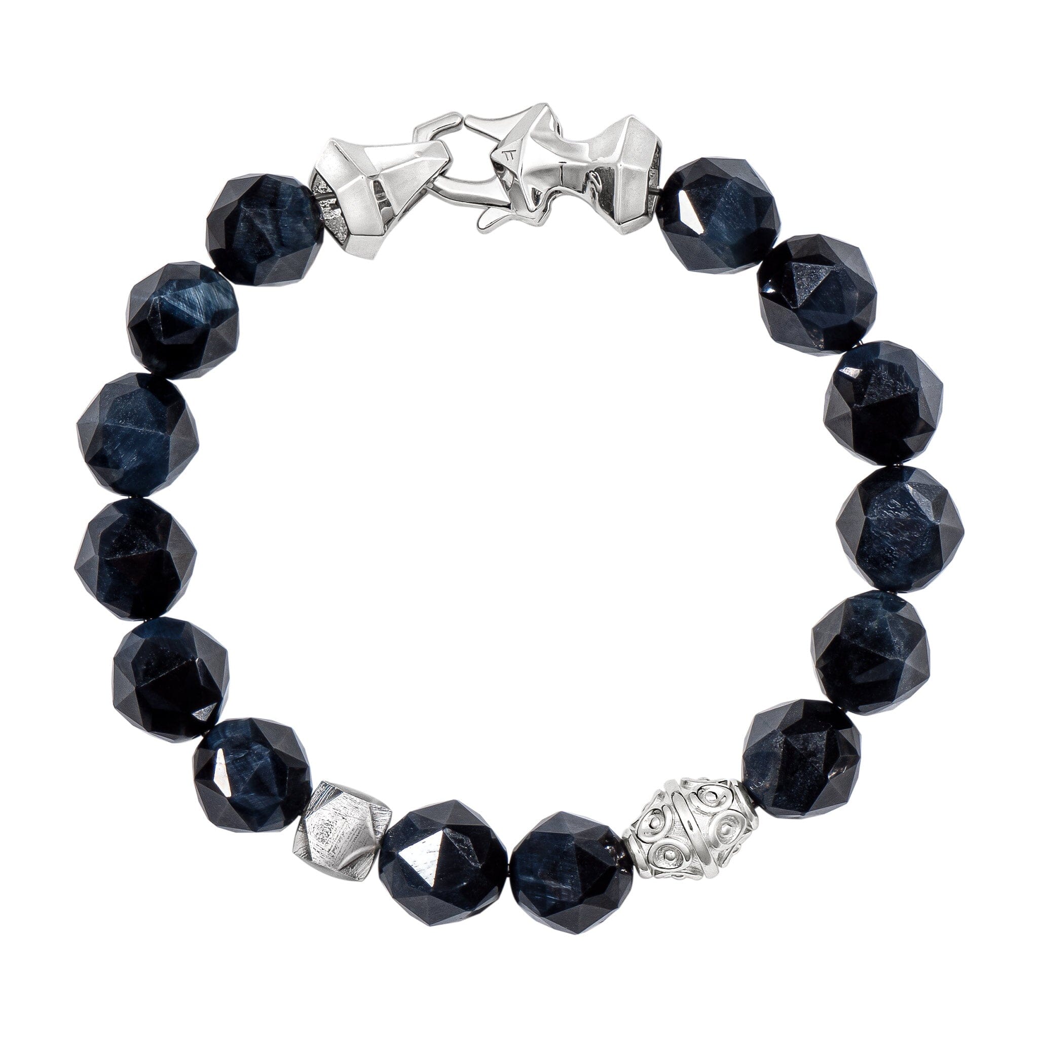 Men's Beaded Bracelet with Meteorite and Hawk Eye Bracelets WAA FASHION GROUP