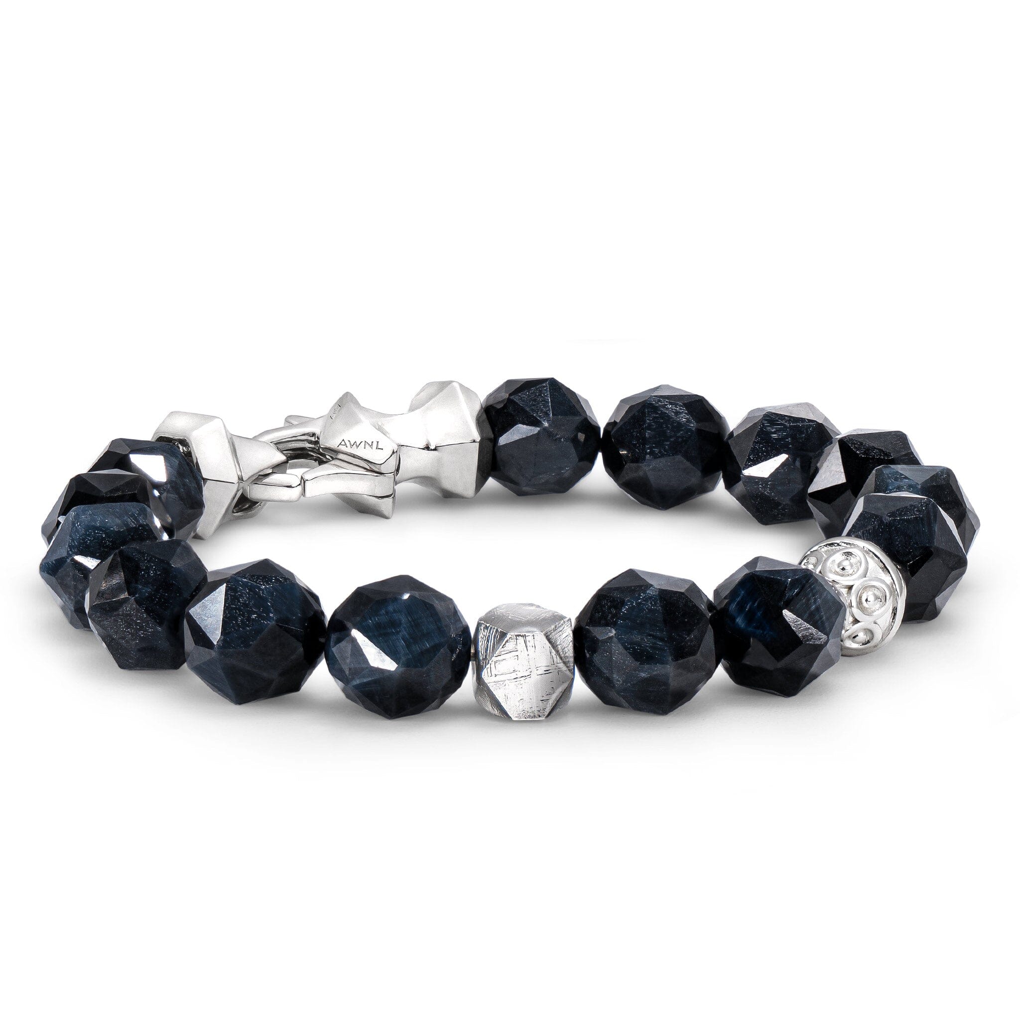 Men's Beaded Bracelet with Meteorite and Hawk Eye Bracelets WAA FASHION GROUP