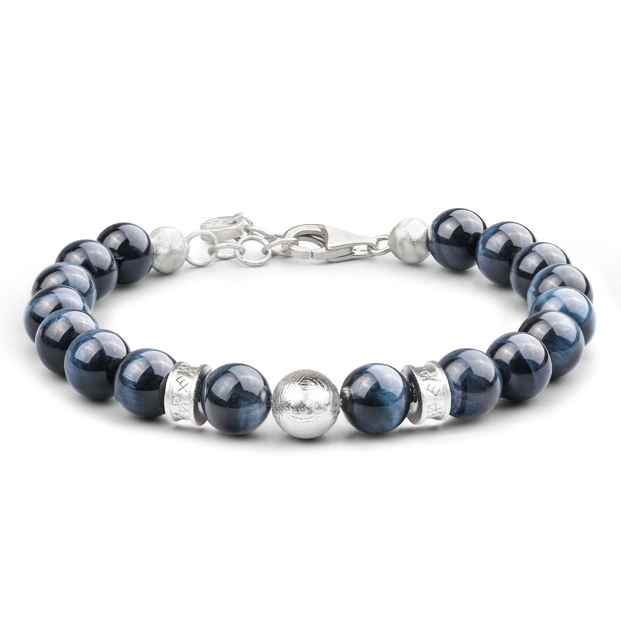 Men's Beaded Bracelet with Meteorite, Hawk Eye and Rune Charms Bracelets WAA FASHION GROUP