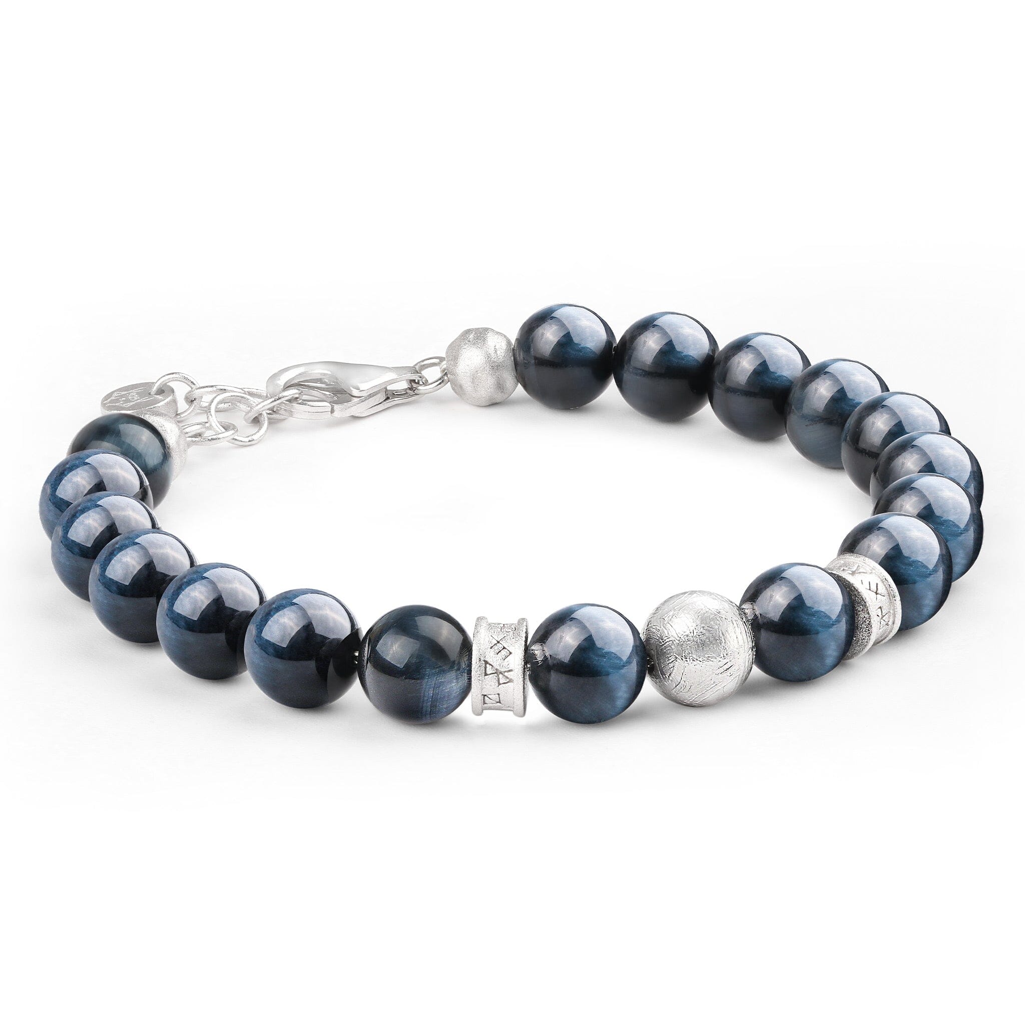 Men's Beaded Bracelet with Meteorite, Hawk Eye and Rune Charms Bracelets WAA FASHION GROUP
