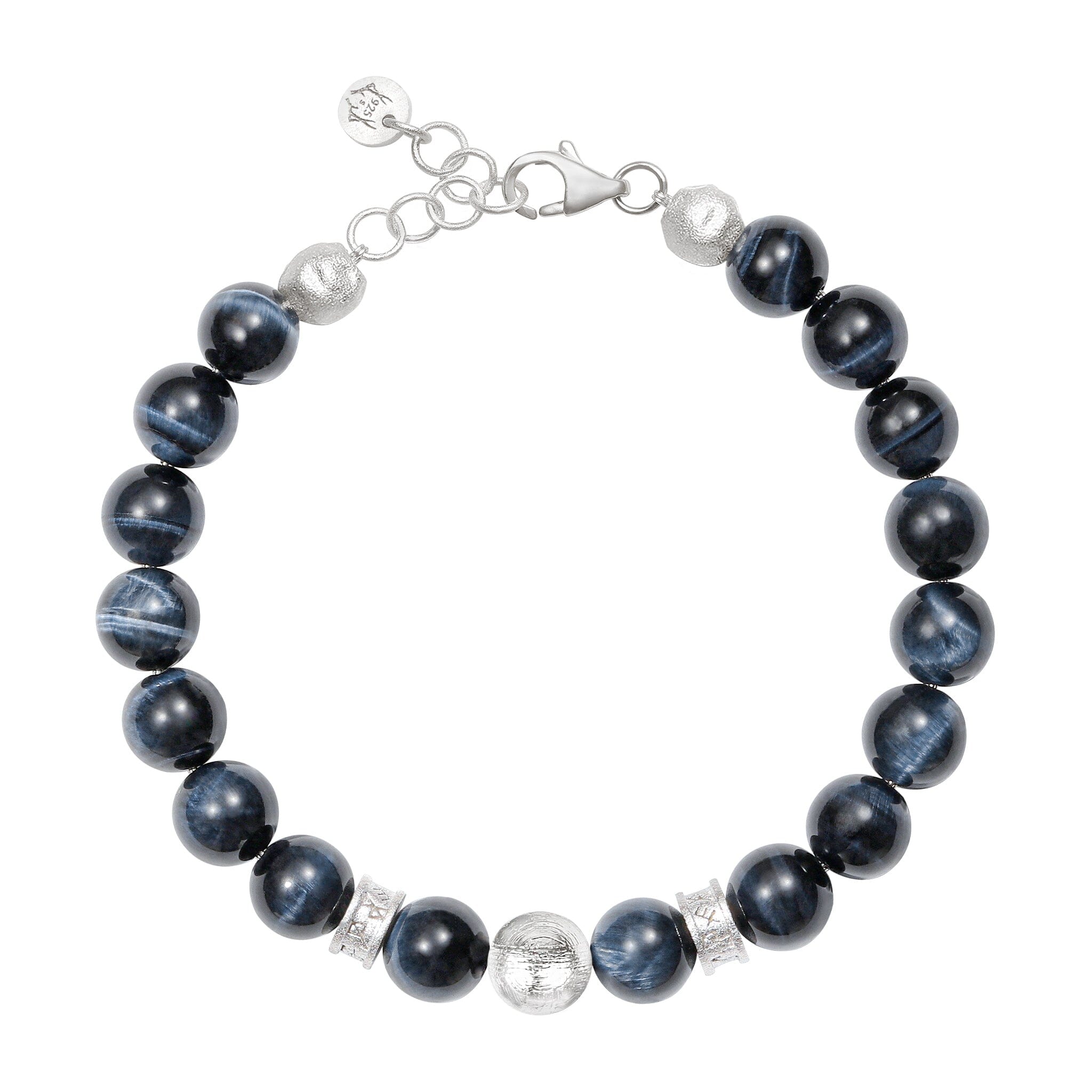 Men's Beaded Bracelet with Meteorite, Hawk Eye and Rune Charms Bracelets WAA FASHION GROUP