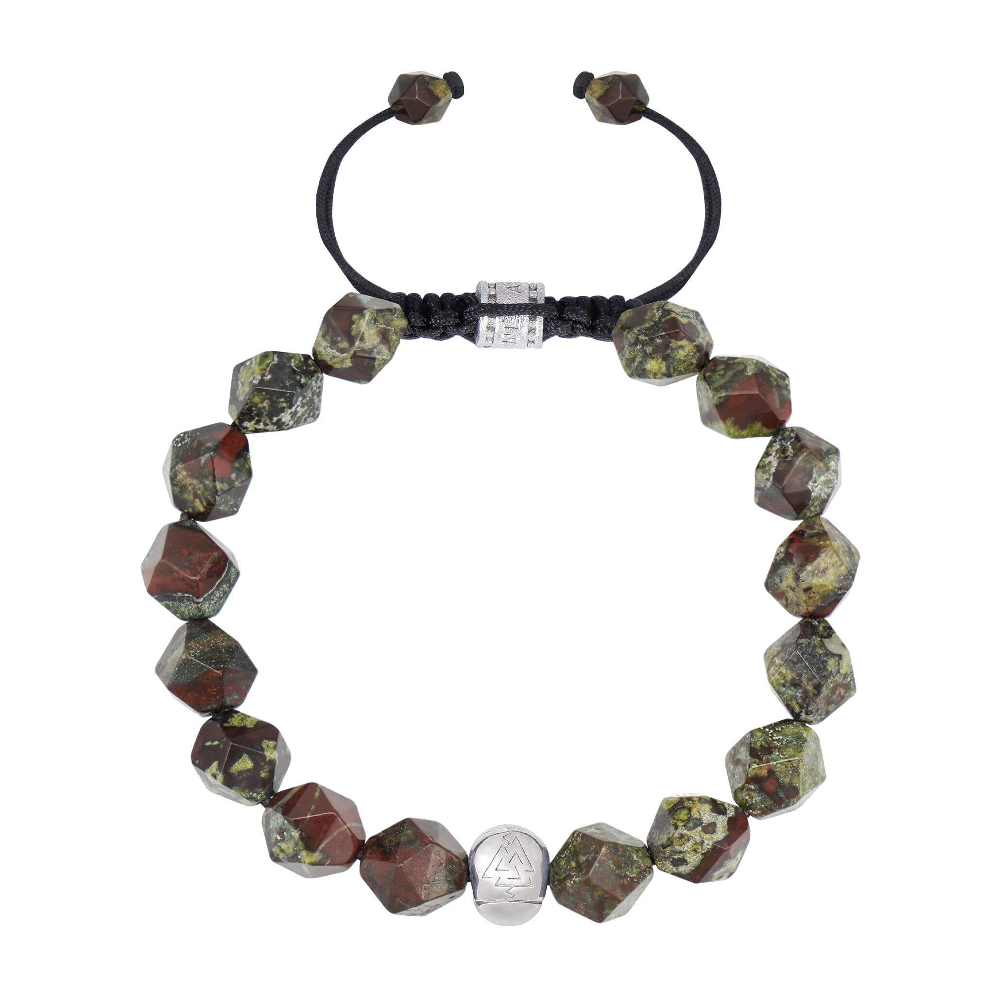 Men's Beaded Drawstring Bracelet with Dragon Blood Jasper and Skull Charm Bracelets WAA FASHION GROUP