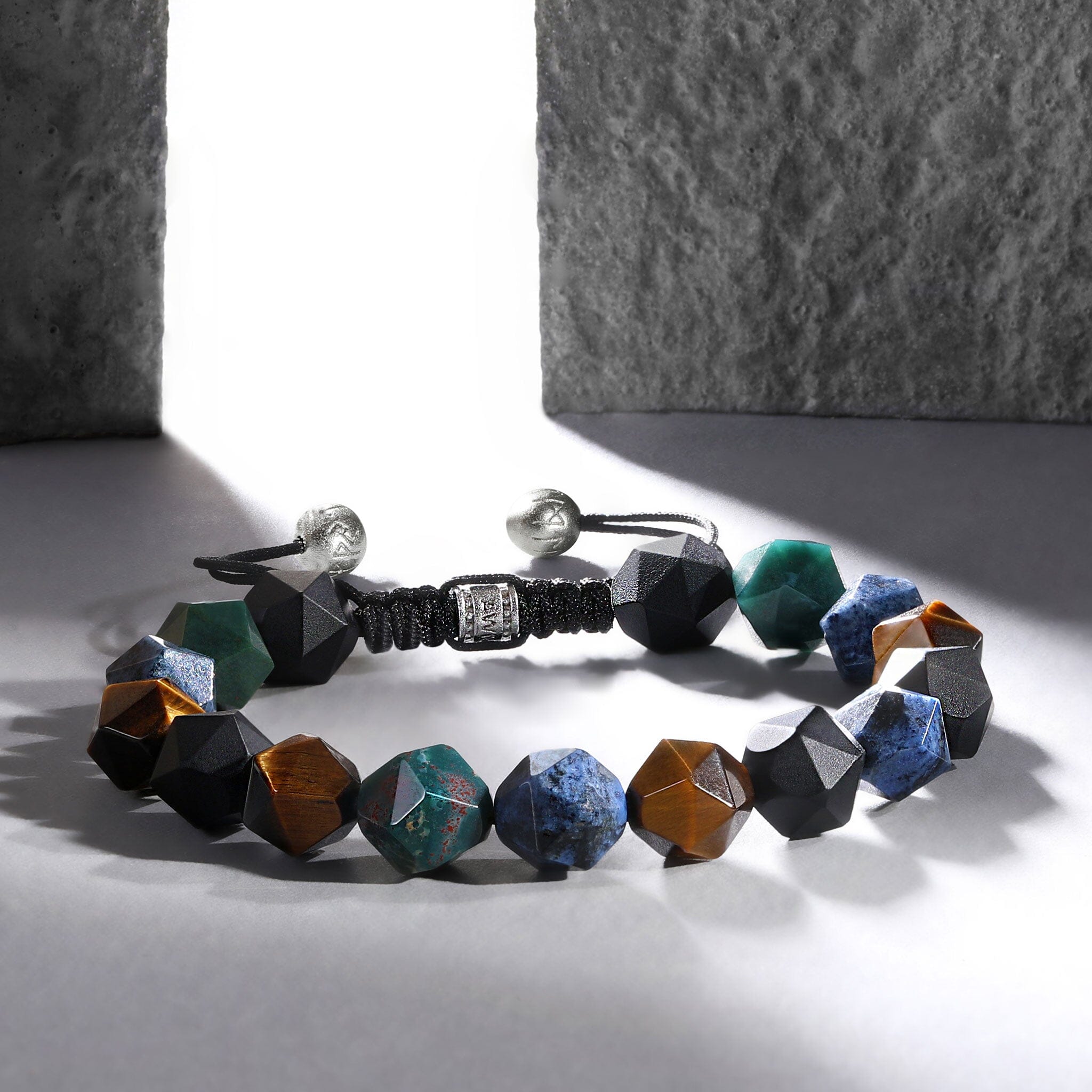 Men's Beaded Macrame Bracelet with Multi Colored Gemstones Bracelets WAA FASHION GROUP