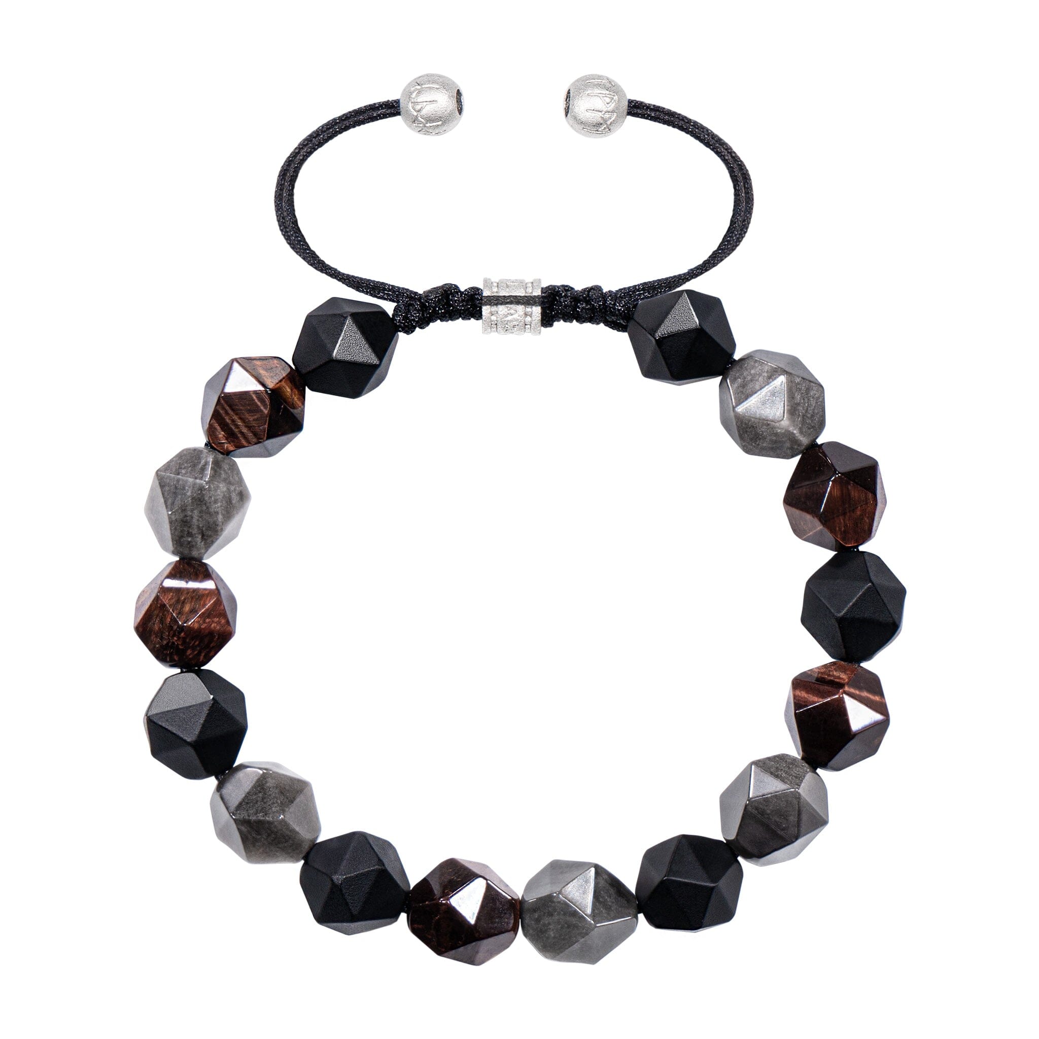 Men's Beaded Macrame Bracelet with Tri Color Gemstones Bracelets WAA FASHION GROUP