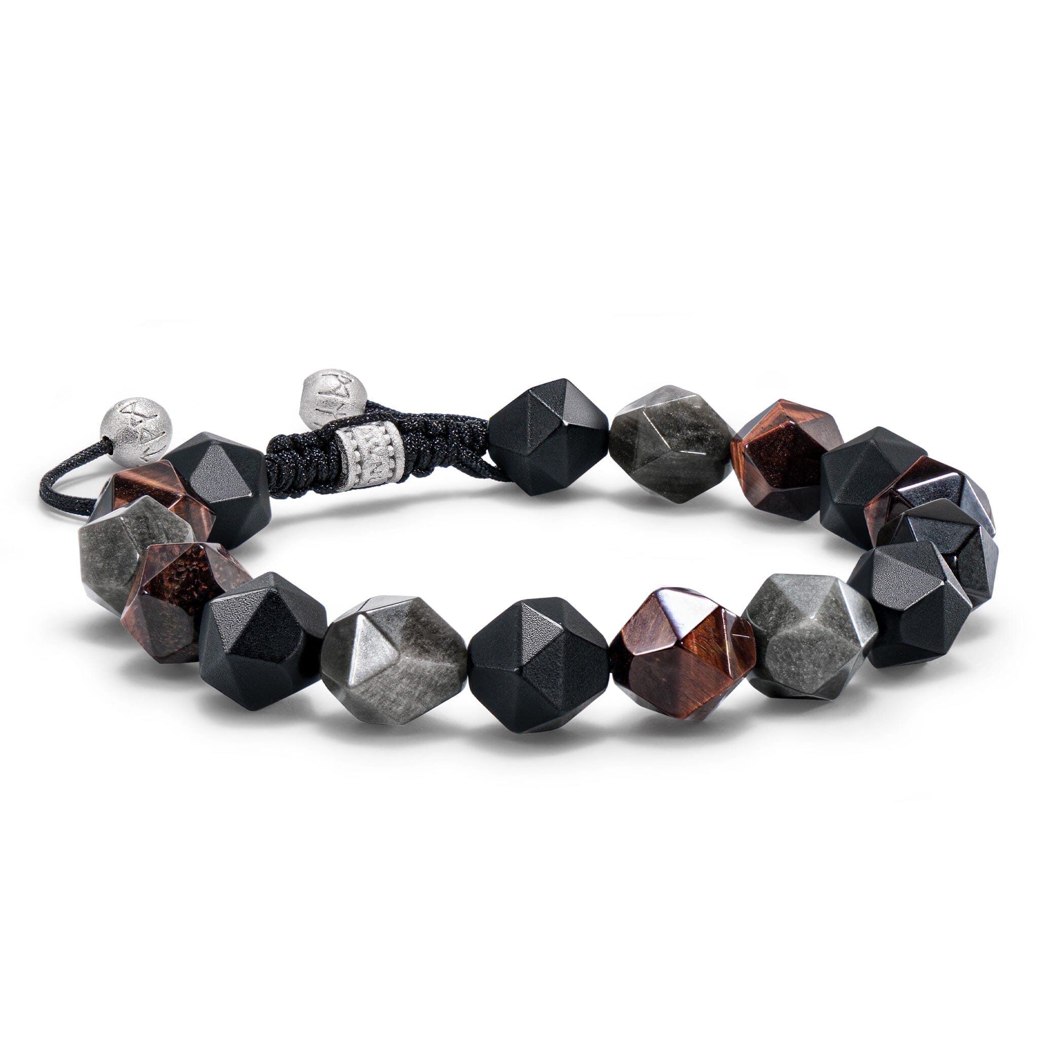 Men's Beaded Macrame Bracelet with Tri Color Gemstones Bracelets WAA FASHION GROUP