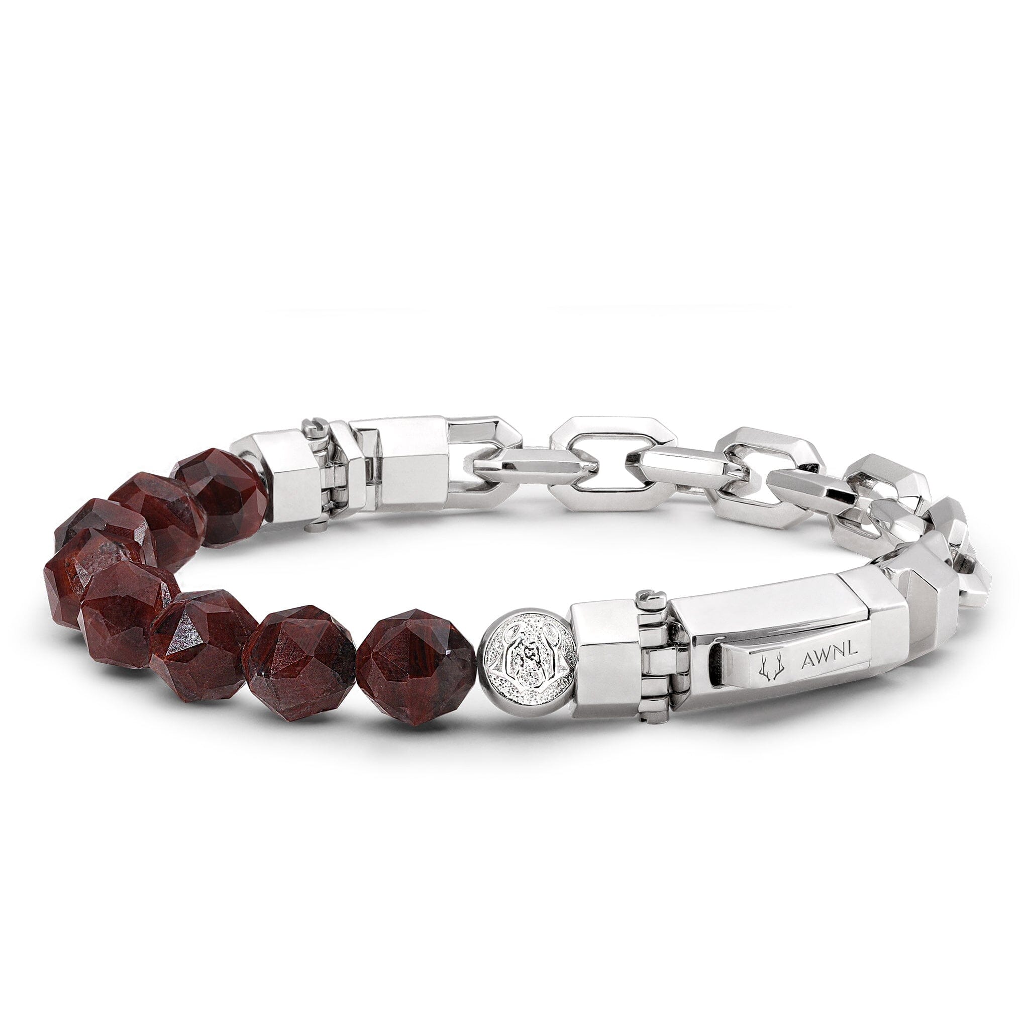 Men's Beaded Silver Chain Bracelet with Auralite-23 Bracelets WAA FASHION GROUP
