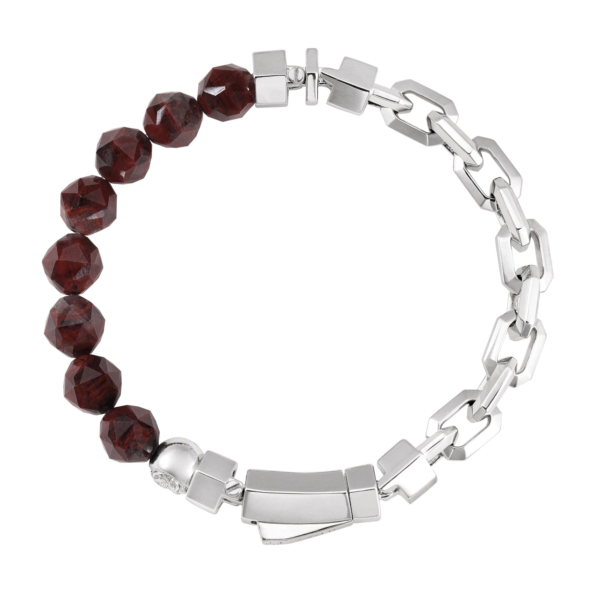 Men's Beaded Silver Chain Bracelet with Auralite-23 Bracelets WAA FASHION GROUP