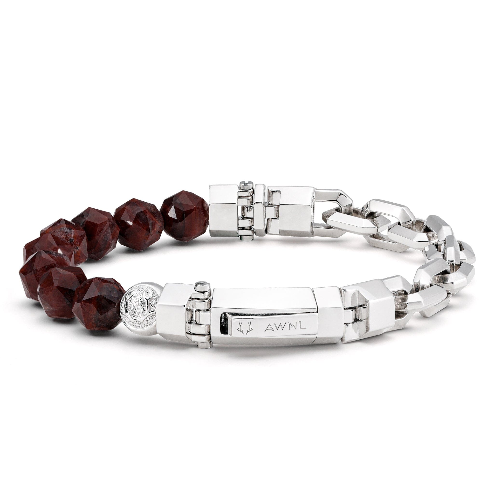 Men's Beaded Silver Chain Bracelet with Auralite-23 Bracelets WAA FASHION GROUP