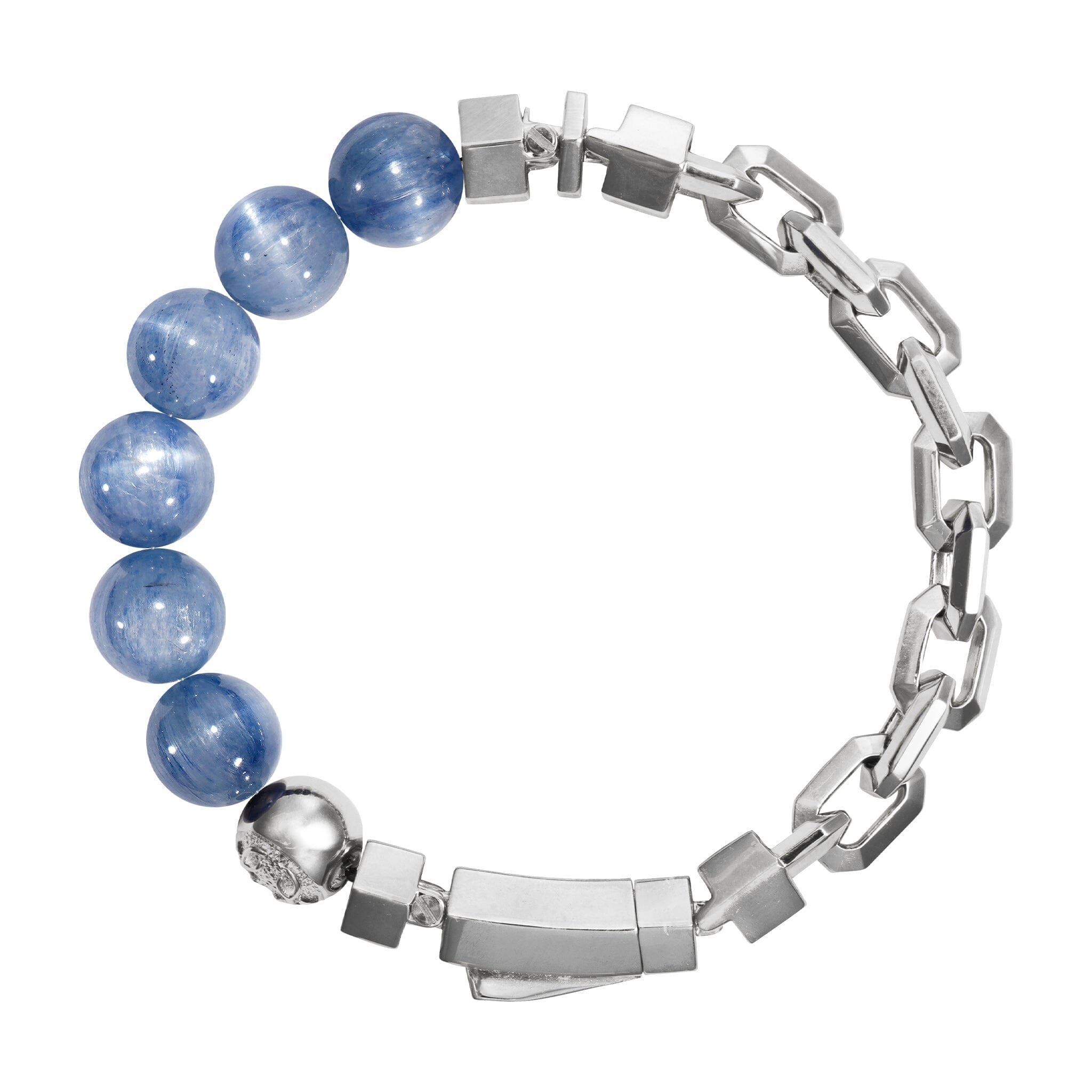 Men's Beaded Silver Chain Bracelet with Kyanite Bracelets WAA FASHION GROUP