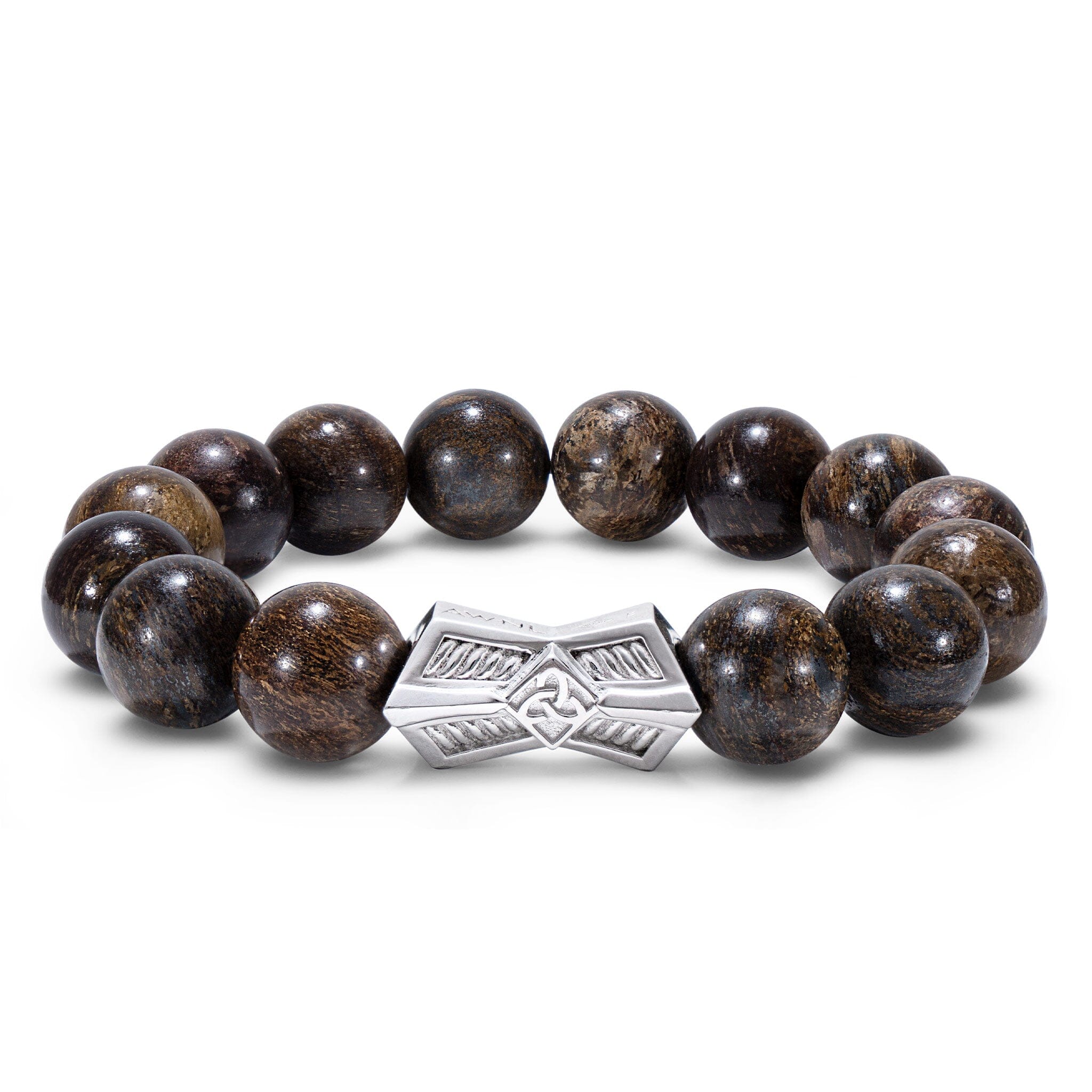 Men's Crossguard Charm Beaded Bracelet with Bronzite and Runes Bracelets WAA FASHION GROUP 